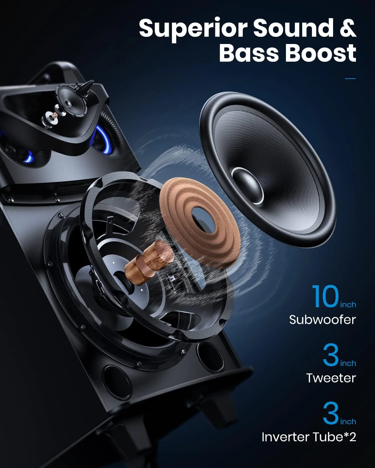 اسپیکر کارائوکه Moukey با 2 میکروفون بی سیم UHF، دستگاه کارائوکه قابل حمل کامل حرفه ای با چراغ های مهمانی، اسپیکر بلوتوثی پشتیبانی از TWS/REC/AUX/MP3/USB/TF/FM