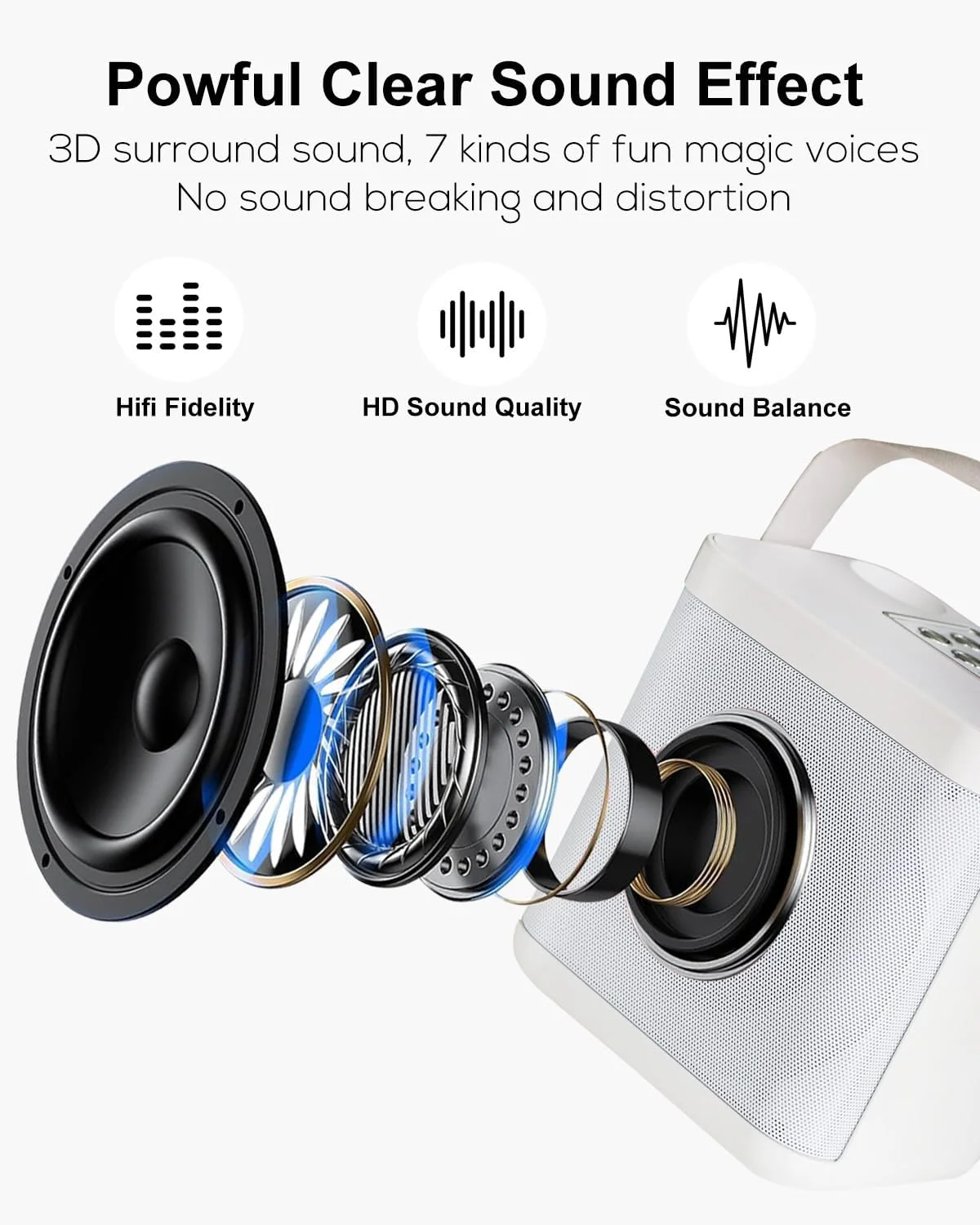 دستگاه کارائوکه برای کودکان، اسپیکر قابل حمل بلوتوثی مینی کارائوکه با 2 میکروفون بی سیم و چراغ های LED برای مهمانی خانگی، هدیه تولد برای دختران و پسران