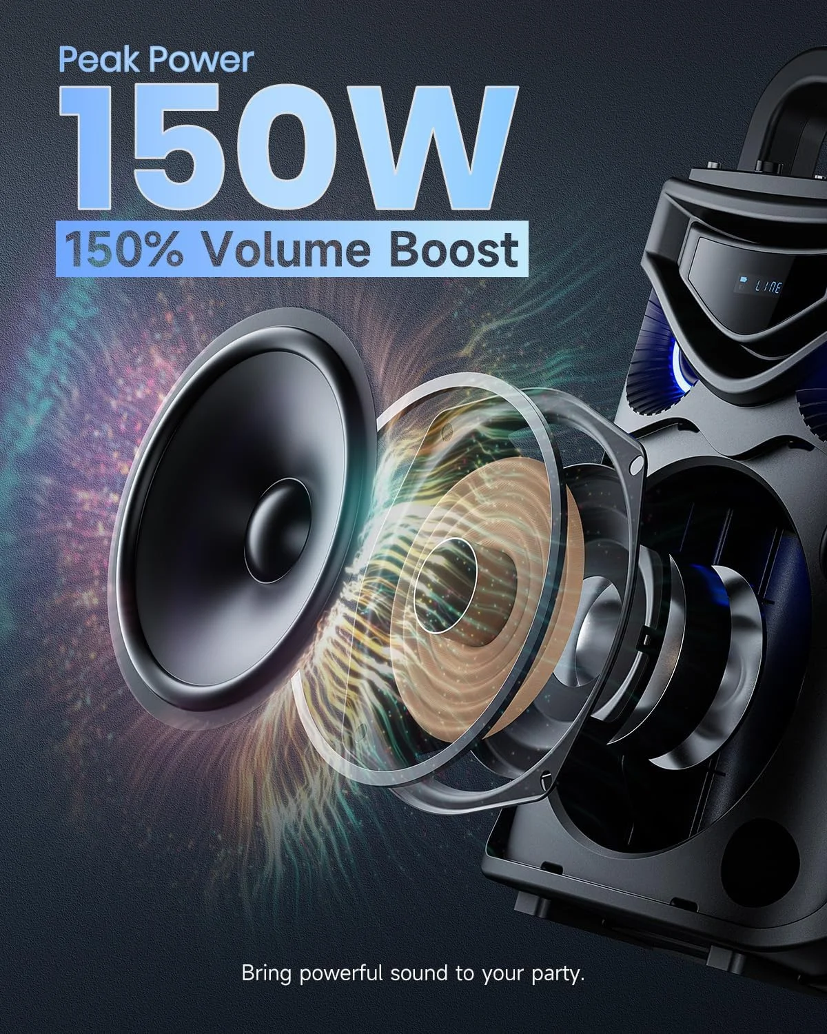 دستگاه کارائوکه قابل حمل Moukey با 2 میکروفون بی سیم، بلندگوی PA بلوتوث با بیس قدرتمند و صدای بلند برای کودکان و بزرگسالان، پشتیبانی از REC/AUX/MP3/USB/TF/FM - MPS3