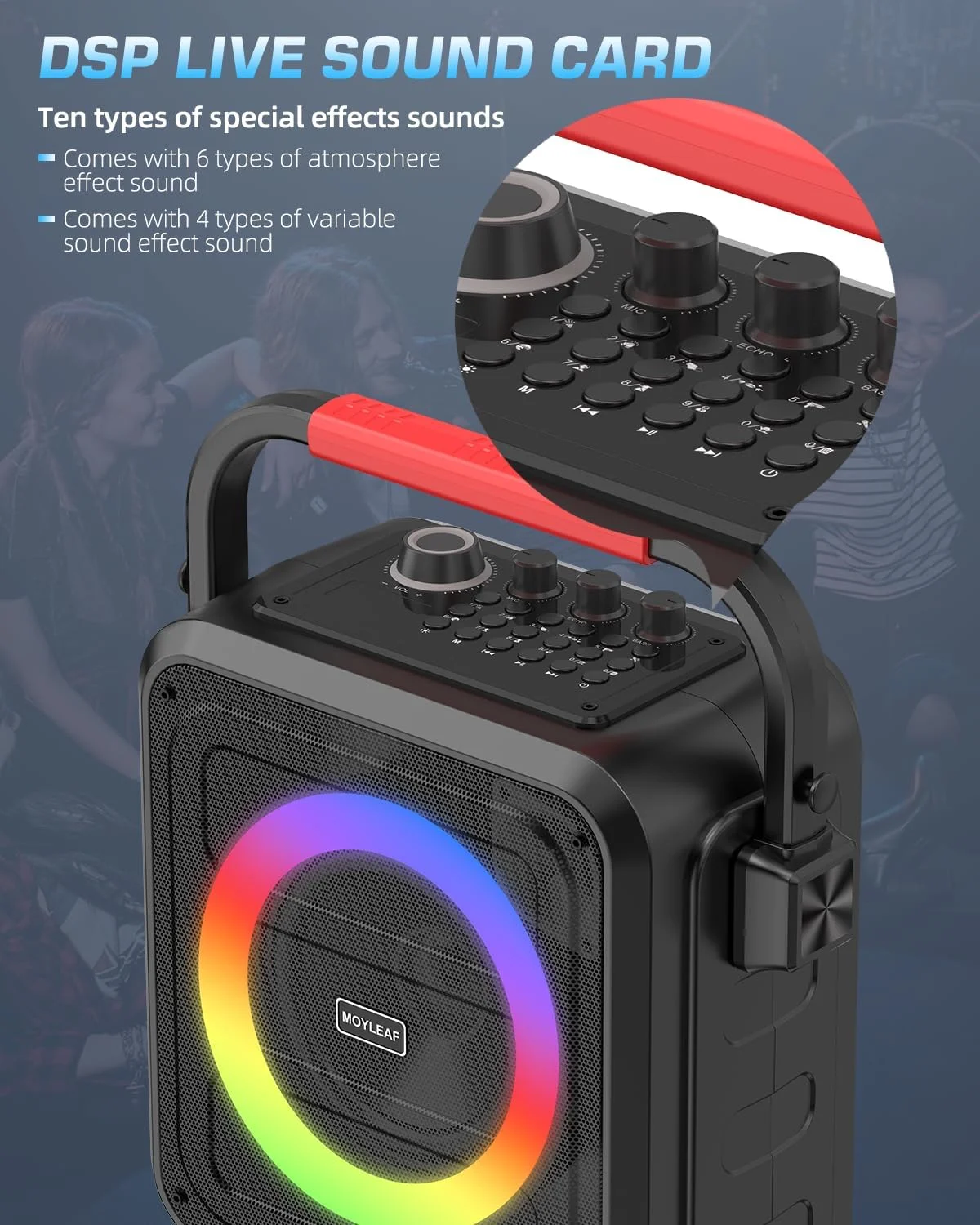 دستگاه کارائوکه برای بزرگسالان و کودکان، بلندگوی کارائوکه بلوتوث و AUX با دو میکروفون بی سیم، سیستم PA، پشتیبانی از کارت TF/USB، REC، باس و تریبل برای مهمانی/جلسه/بزرگسالان/کودکان