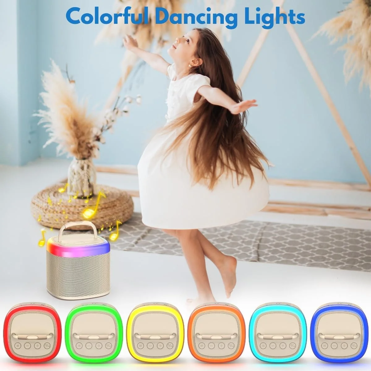 دستگاه کارائوکه کوچک برای کودکان و بزرگسالان - اسپیکر بلوتوث قابل حمل با 2 میکروفون بی سیم، 18 آهنگ از پیش بارگذاری شده، هدیه تولد سرگرم کننده برای دختران و پسران 4-12 ساله، اسباب بازی ها و ایده های مهمانی