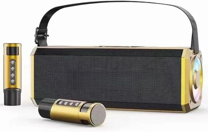 دستگاه کارائوکه با 2 میکروفون بی سیم، سیستم بلندگوی قابل حمل با TWS، FM، REC، ساب ووفر، باتری قابل شارژ، بلوتوث 5.0، پشتیبانی از BT/USB/TF Card/Aux برای خانه، مهمانی - مشکی. YS-228