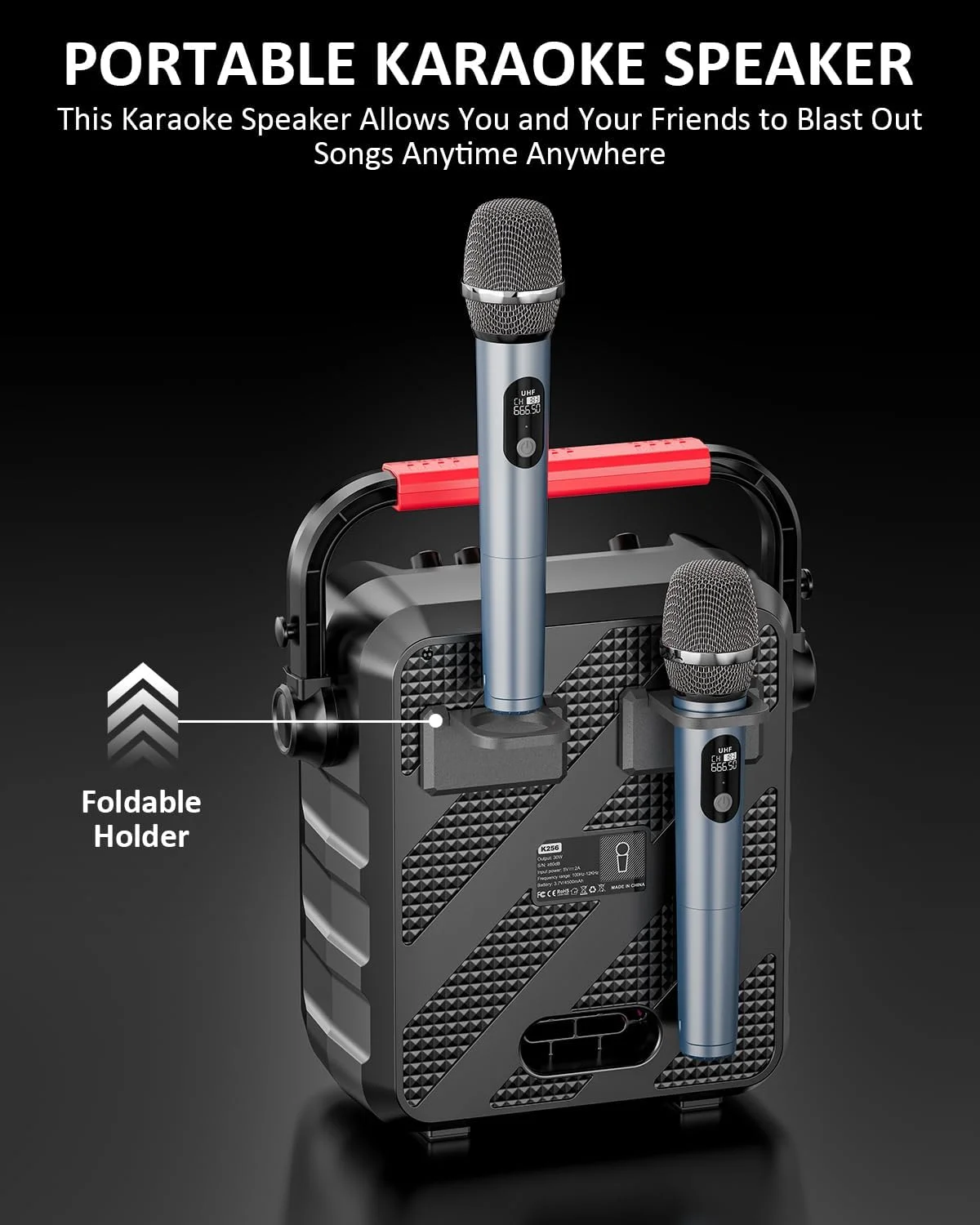 دستگاه کارائوکه با 2 میکروفون، سیستم کارائوکه بلوتوث قابل حمل با چراغ های LED، مناسب برای مهمانی و هدیه برای بزرگسالان و کودکان، پشتیبانی از MIC/TF/USB/TWS/AUX