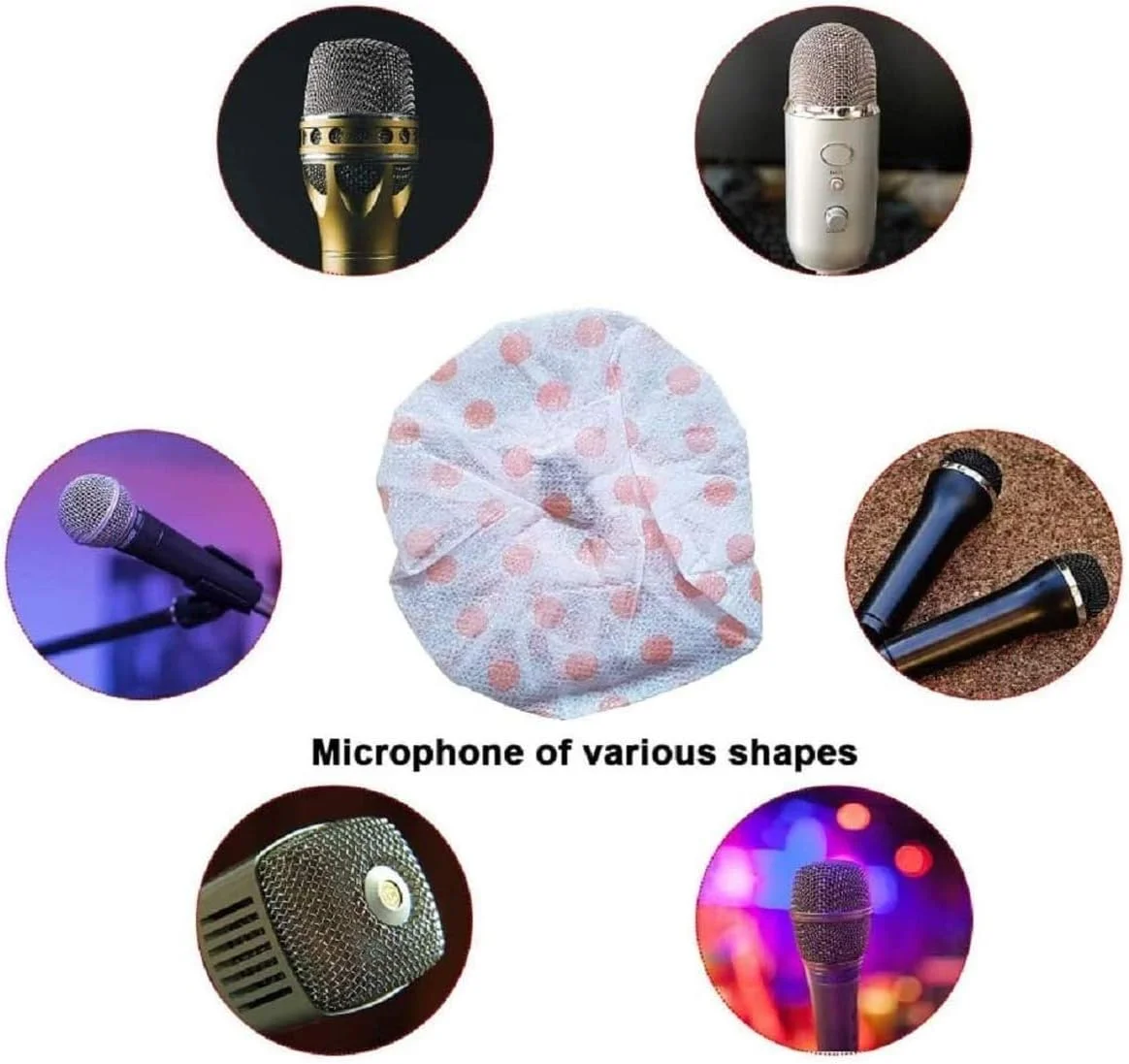 ۲۰۰ عدد روکش میکروفون یکبار مصرف کارائوکه، کلاهک محافظ میکروفون دستی غیر بافته (سفید)
