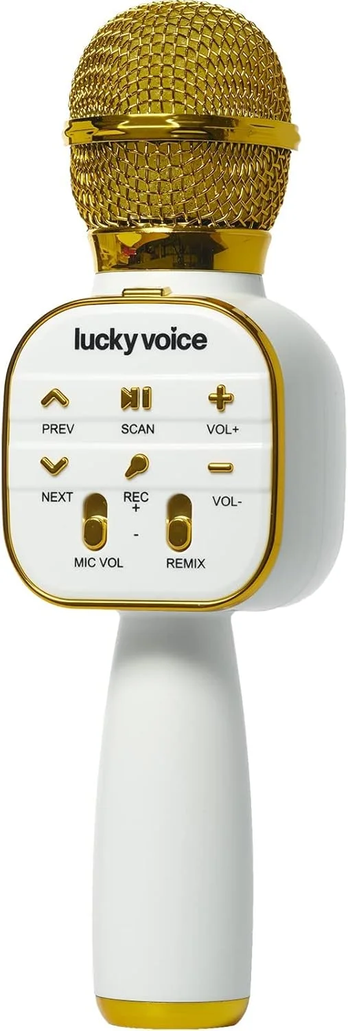 میکروفون کارائوکه بلوتوث بی سیم Lucky Voice با بلندگوی داخلی، طلایی، دستگاه مینی کارائوکه قابل حمل برای بزرگسالان و کودکان - دارای اکو و تغییر صدا - دسترسی رایگان به 10000 آهنگ