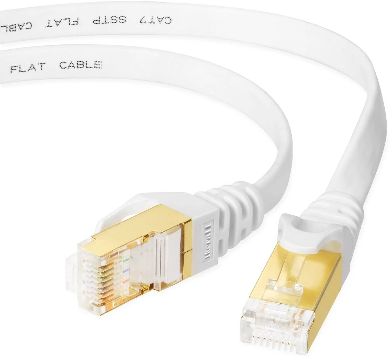 کابل تخت شبکه اترنت CAT7 با کانکتور RJ45 زونیکس پلی، سرعت تا 10 گیگابیت بر ثانیه، پین های روکش طلا، 5 متر، سفید| ZP053 5M