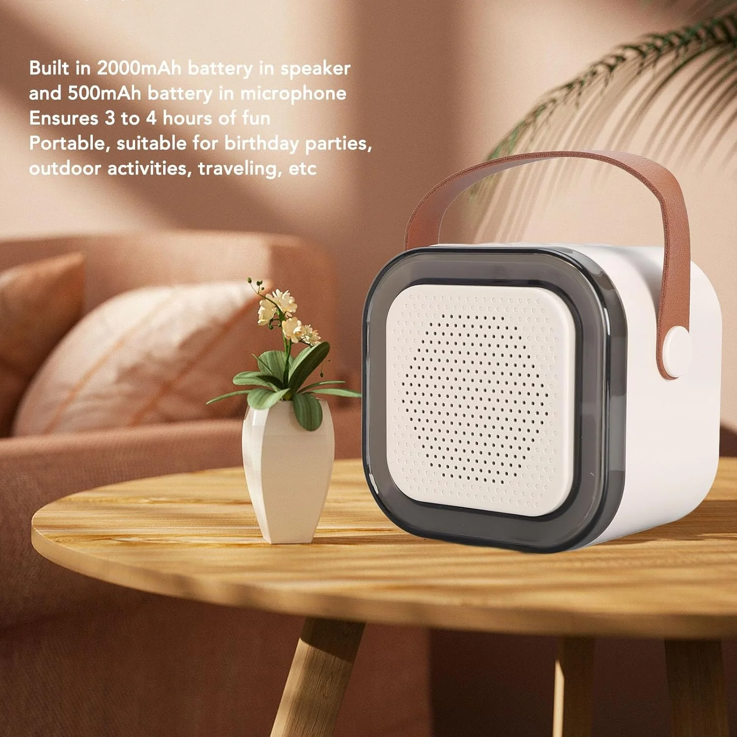 دستگاه کارائوکه کوچک Luqeeg برای کودکان و بزرگسالان، اسپیکر قابل حمل با میکروفون بی سیم، اسباب بازی های آواز، هدیه کارائوکه برای دختران 4، 5، 6، 7، 8، 9، 10، 12+ ساله (سفید)