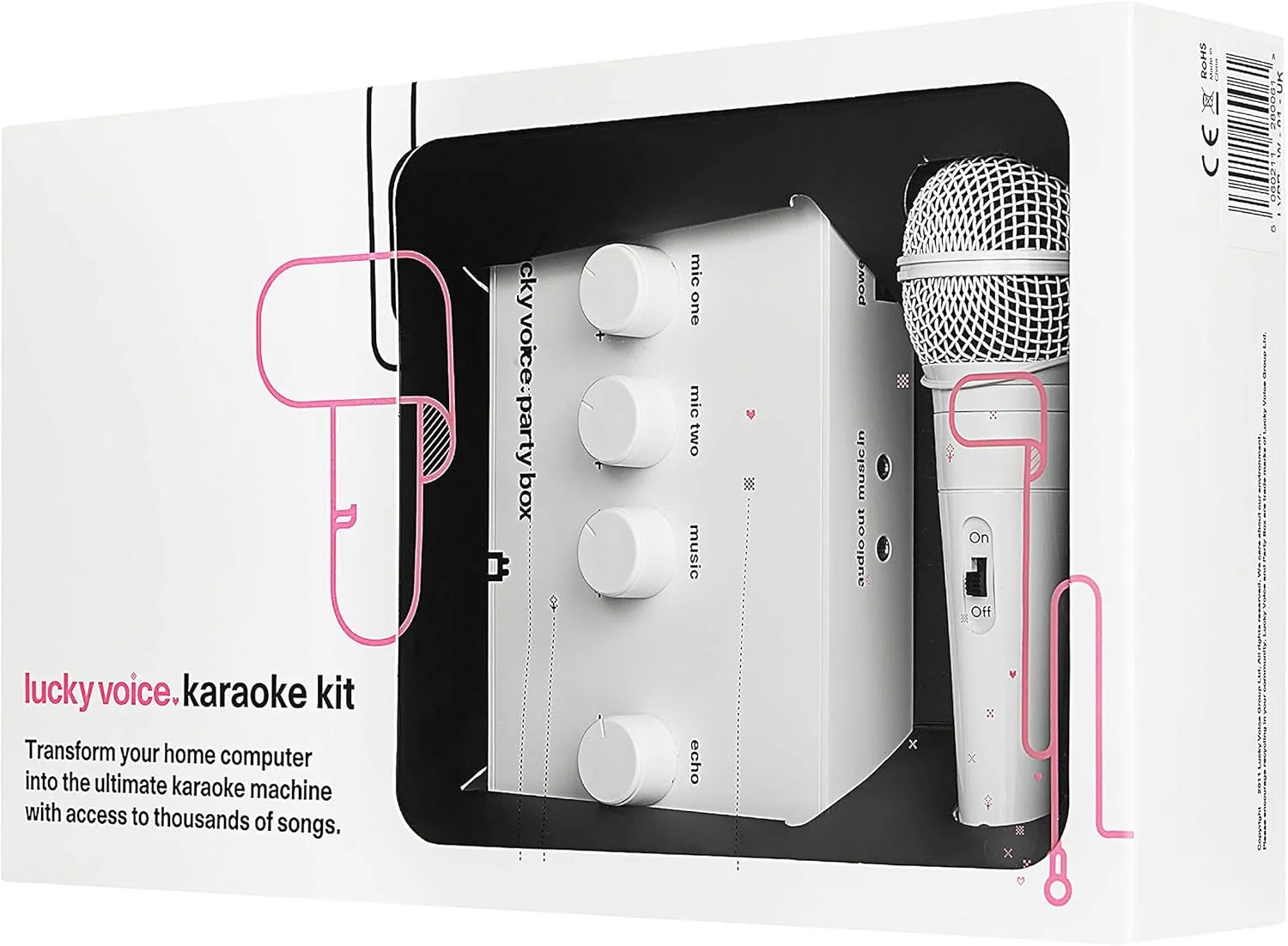 دستگاه کارائوکه قابل حمل Lucky Voice و 1 میکروفون کارائوکه، سفید - در خانه با بیش از 10000 آهنگ بخوانید - هدیه برای کودکان و بزرگسالان