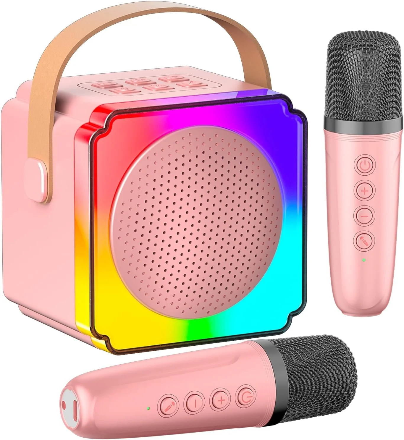 دستگاه کارائوکه کوچک برای کودکان و بزرگسالان: اسپیکر بلوتوث قابل حمل با 2 میکروفون بی سیم - هدیه تولد کریسمس اسباب بازی برای دختران 3 4 5 6 7 8 9 10 12+ سال