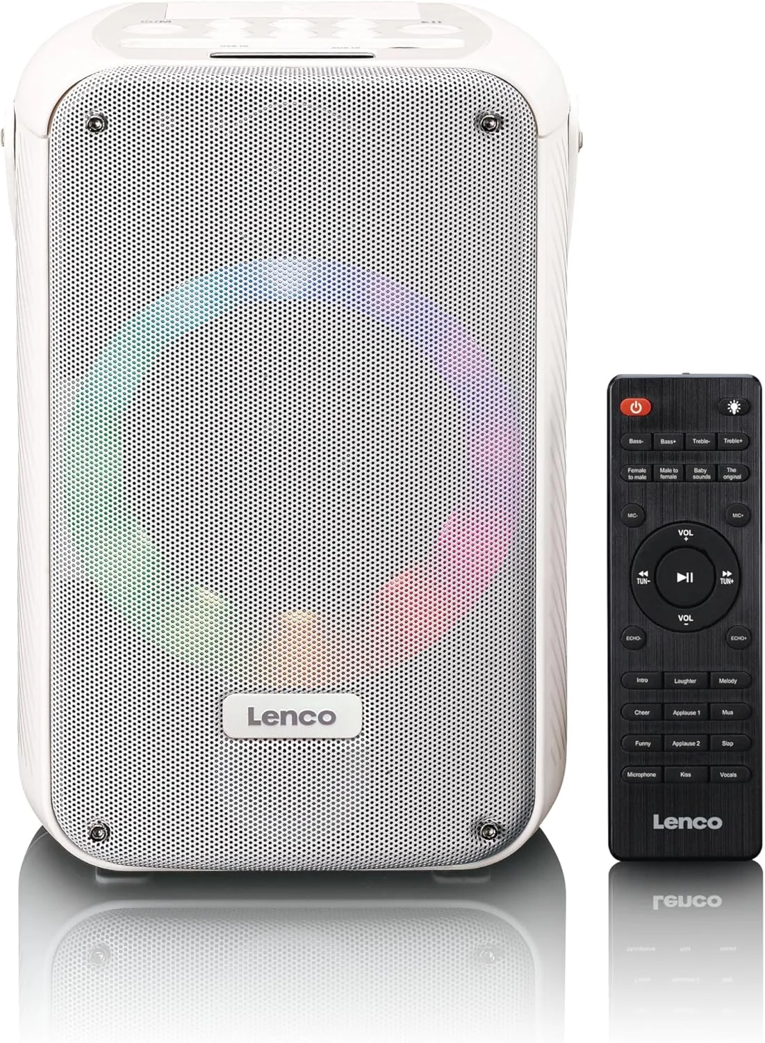 دستگاه کارائوکه قابل حمل Lenco BTC-060 - بلوتوث 5.2 - توان خروجی 20 وات RMS - 2 بلندگو - میکروفون - کنترل از راه دور - باتری یکپارچه - جلوه های نور - سفید دستگاه کارائوکه قابل حمل Lenco BTC-060 - بلوتوث 5.2 - توان خروجی 20 وات RMS - 2 بلندگو - میکروفون - کنترل از راه دور - باتری یکپارچه - جلوه های نور - سفید