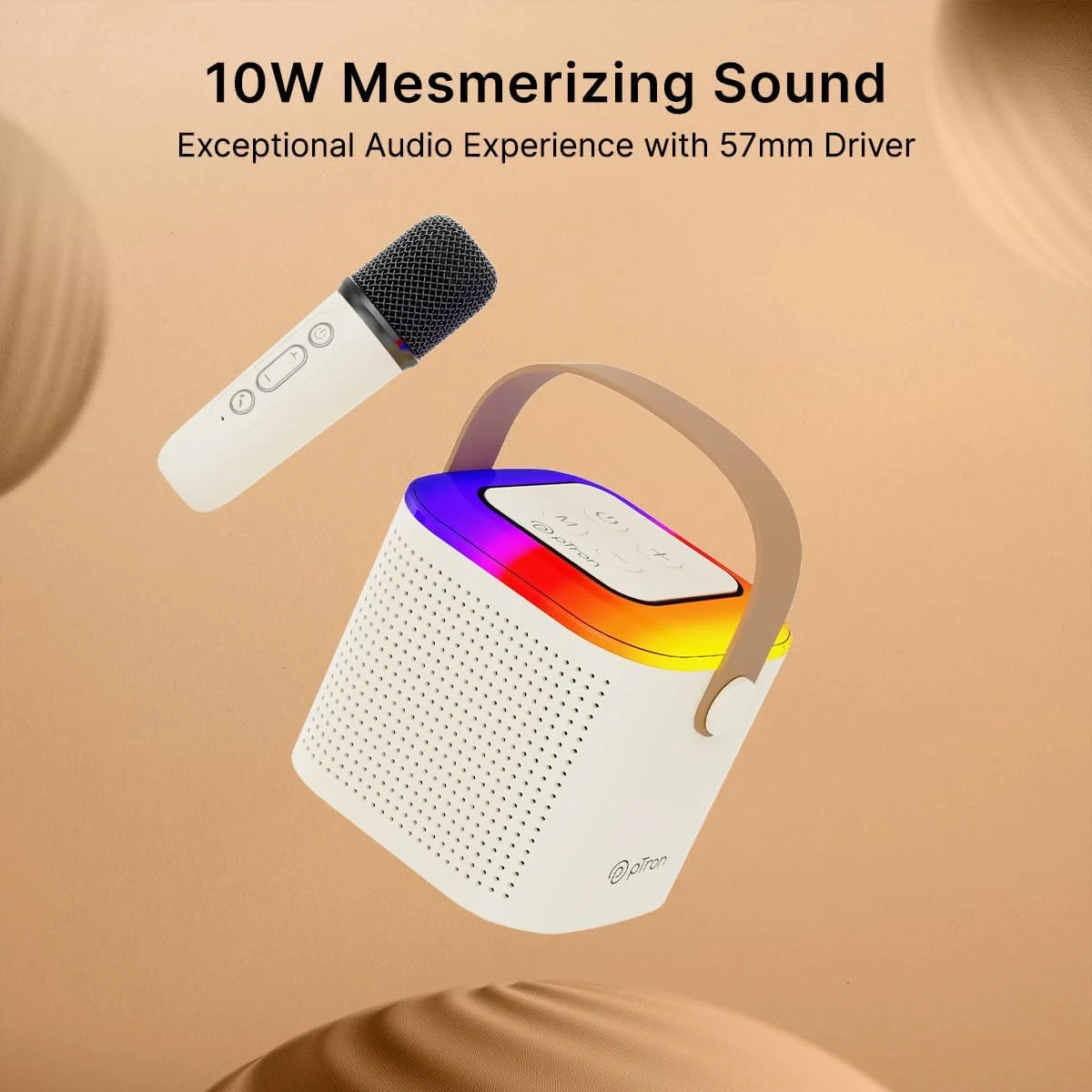 اسپیکر بلوتوثی کوچک 10 واتی pTron Fusion Tunes، میکروفون کارائوکه بی سیم، 8 ساعت پخش، نورهای RGB زنده، جلوه های صوتی، حالت های پخش چندگانه BT5.1/TF Card و شارژ Type-C (کرم روشن) اسپیکر بلوتوثی کوچک 10 واتی pTron Fusion Tunes، میکروفون کارائوکه بی سیم، 8 ساعت پخش، نورهای RGB زنده، جلوه های صوتی، حالت های پخش چندگانه BT5.1/TF Card و شارژ Type-C (کرم روشن)