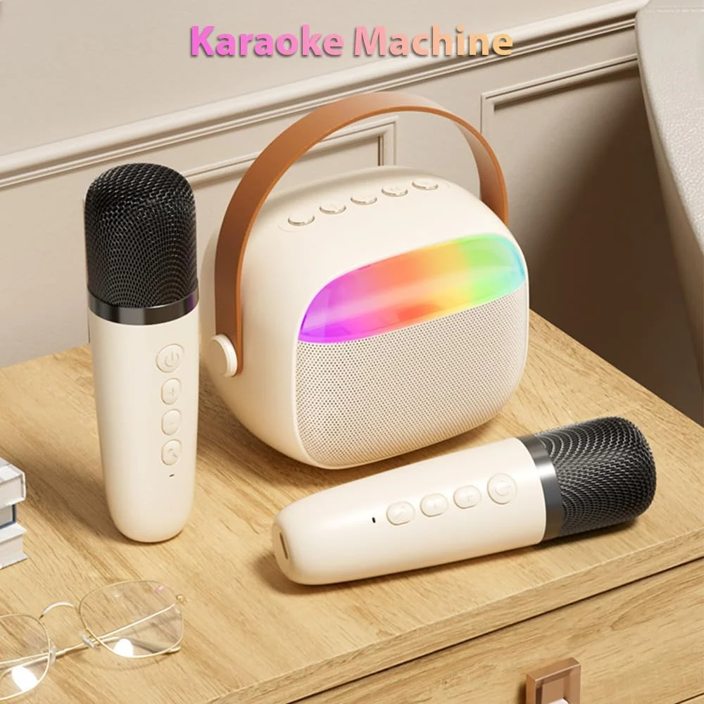 دستگاه کارائوکه Labymos، میکروفون بی سیم کوچک و مجموعه بلندگو با 2 میکروفون برای جشن تولد، دسکتاپ، فضای باز، خانه، مجموعه KTV، نور رنگی LED، میکروفون دستی، بلندگوی کارائوکه قابل حمل دستگاه کارائوکه Labymos، میکروفون بی سیم کوچک و مجموعه بلندگو با 2 میکروفون برای جشن تولد، دسکتاپ، فضای باز، خانه، مجموعه KTV، نور رنگی LED، میکروفون دستی، بلندگوی کارائوکه قابل حمل