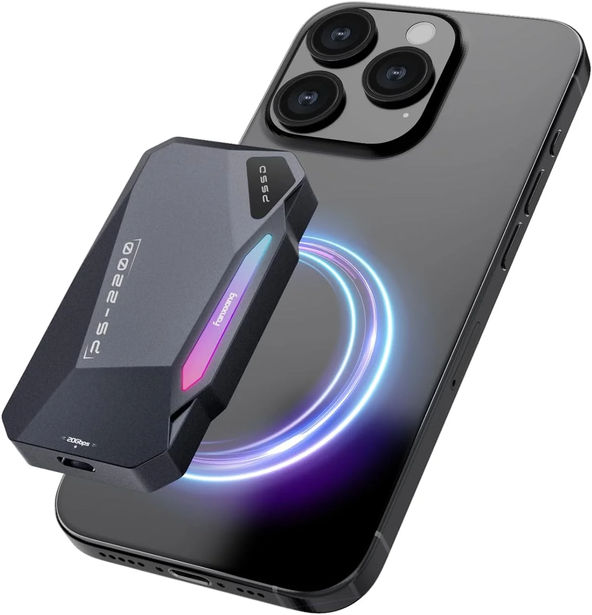 اس اس دی اکسترنال قابل حمل مغناطیسی 1 ترابایتی، 2050 مگابایت بر ثانیه، USB 3.2 Gen 2x2 Type-C، ضبط و ذخیره ProRes 4K، آلیاژ آلومینیوم، نورپردازی لمسی RGB، درایوهای حالت جامد اکسترنال برای آیفون 15/16/اندروید/PC/Mac - PS2200 اس اس دی اکسترنال قابل حمل مغناطیسی 1 ترابایتی، 2050 مگابایت بر ثانیه، USB 3.2 Gen 2x2 Type-C، ضبط و ذخیره ProRes 4K، آلیاژ آلومینیوم، نورپردازی لمسی RGB، درایوهای حالت جامد اکسترنال برای آیفون 15/16/اندروید/PC/Mac - PS2200