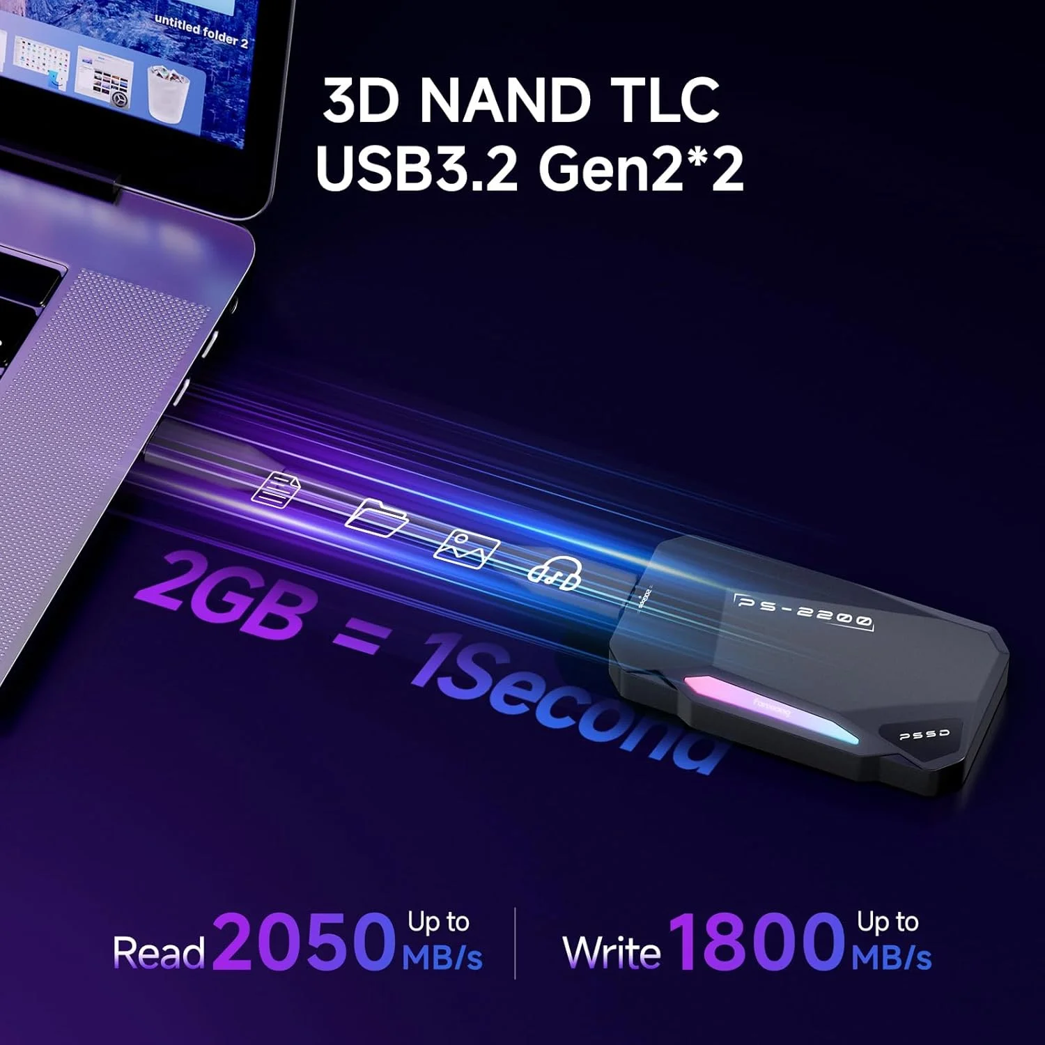 اس اس دی اکسترنال قابل حمل مغناطیسی 1 ترابایتی، 2050 مگابایت بر ثانیه، USB 3.2 Gen 2x2 Type-C، ضبط و ذخیره ProRes 4K، آلیاژ آلومینیوم، نورپردازی لمسی RGB، درایوهای حالت جامد اکسترنال برای آیفون 15/16/اندروید/PC/Mac - PS2200 اس اس دی اکسترنال قابل حمل مغناطیسی 1 ترابایتی، 2050 مگابایت بر ثانیه، USB 3.2 Gen 2x2 Type-C، ضبط و ذخیره ProRes 4K، آلیاژ آلومینیوم، نورپردازی لمسی RGB، درایوهای حالت جامد اکسترنال برای آیفون 15/16/اندروید/PC/Mac - PS2200