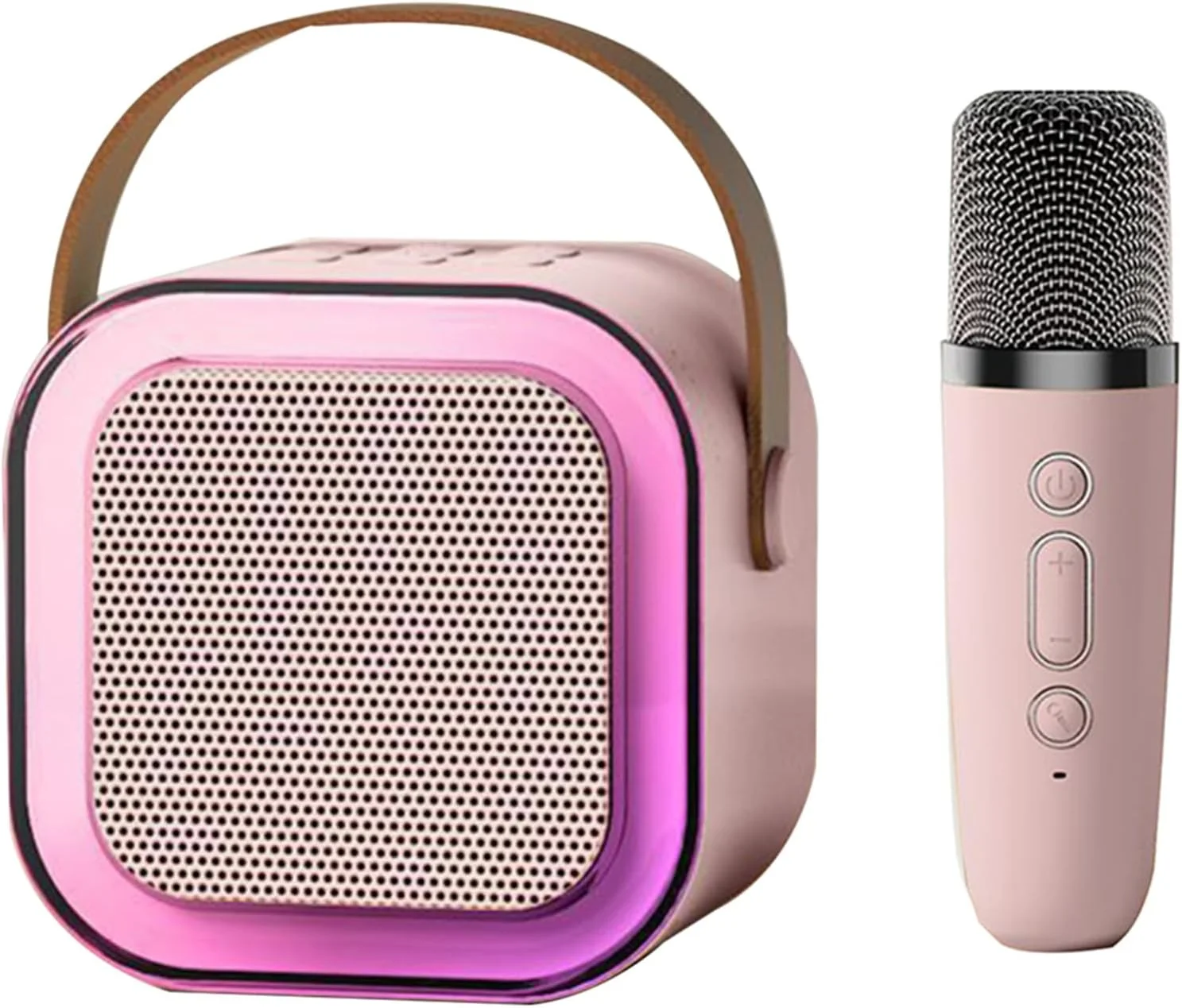 دستگاه کارائوکه Labymos با میکروفون بی سیم قابل حمل برای بزرگسالان و کودکان، بلندگوی کارائوکه BT، بلندگوی چراغ های RGB، کارت TF 64G قابل ارتقا، ورودی هدفون Type-C Aux برای مهمانی و جلسه