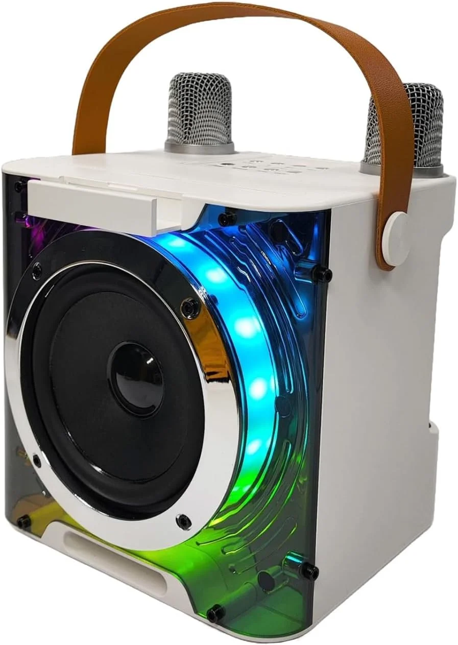 دستگاه کارائوکه Labymos با 2 میکروفون بی سیم، میکروفون BT و بلندگو، ست KTV با جلوه های نور RGB، میکروفون دستی، سیستم کارائوکه قابل حمل سبک وزن، جشن تولد، مهمانی خانگی، فضای باز