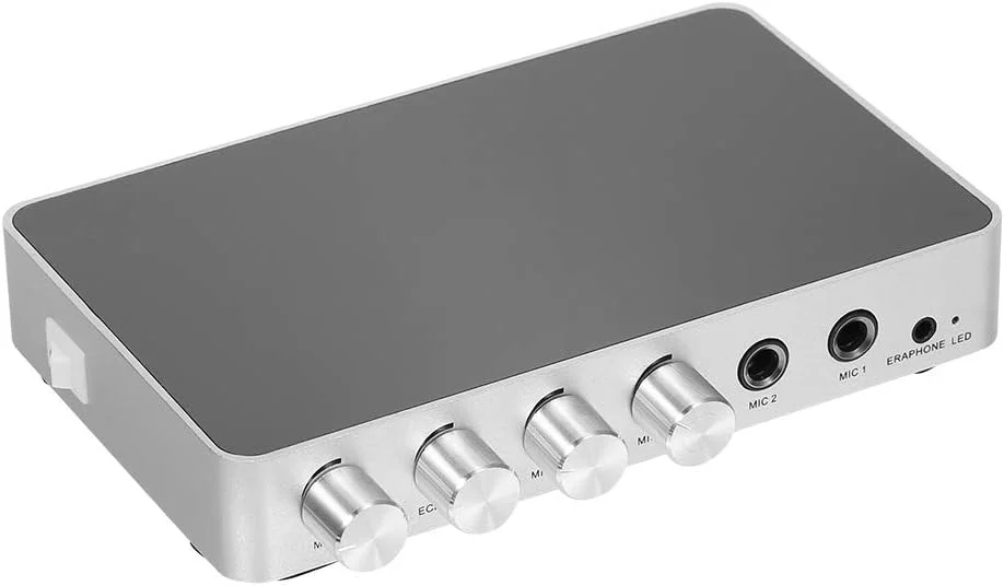 میکسر صدای کارائوکه قابل حمل Labymos KM200 سیستم اکو استریو دیجیتال تقویت کننده کارائوکه 4K2K با میکروفون دوتایی