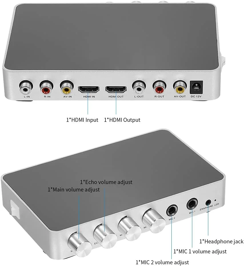 میکسر صدای کارائوکه قابل حمل Labymos KM200 سیستم اکو استریو دیجیتال تقویت کننده کارائوکه 4K2K با میکروفون دوتایی میکسر صدای کارائوکه قابل حمل Labymos KM200 سیستم اکو استریو دیجیتال تقویت کننده کارائوکه 4K2K با میکروفون دوتایی