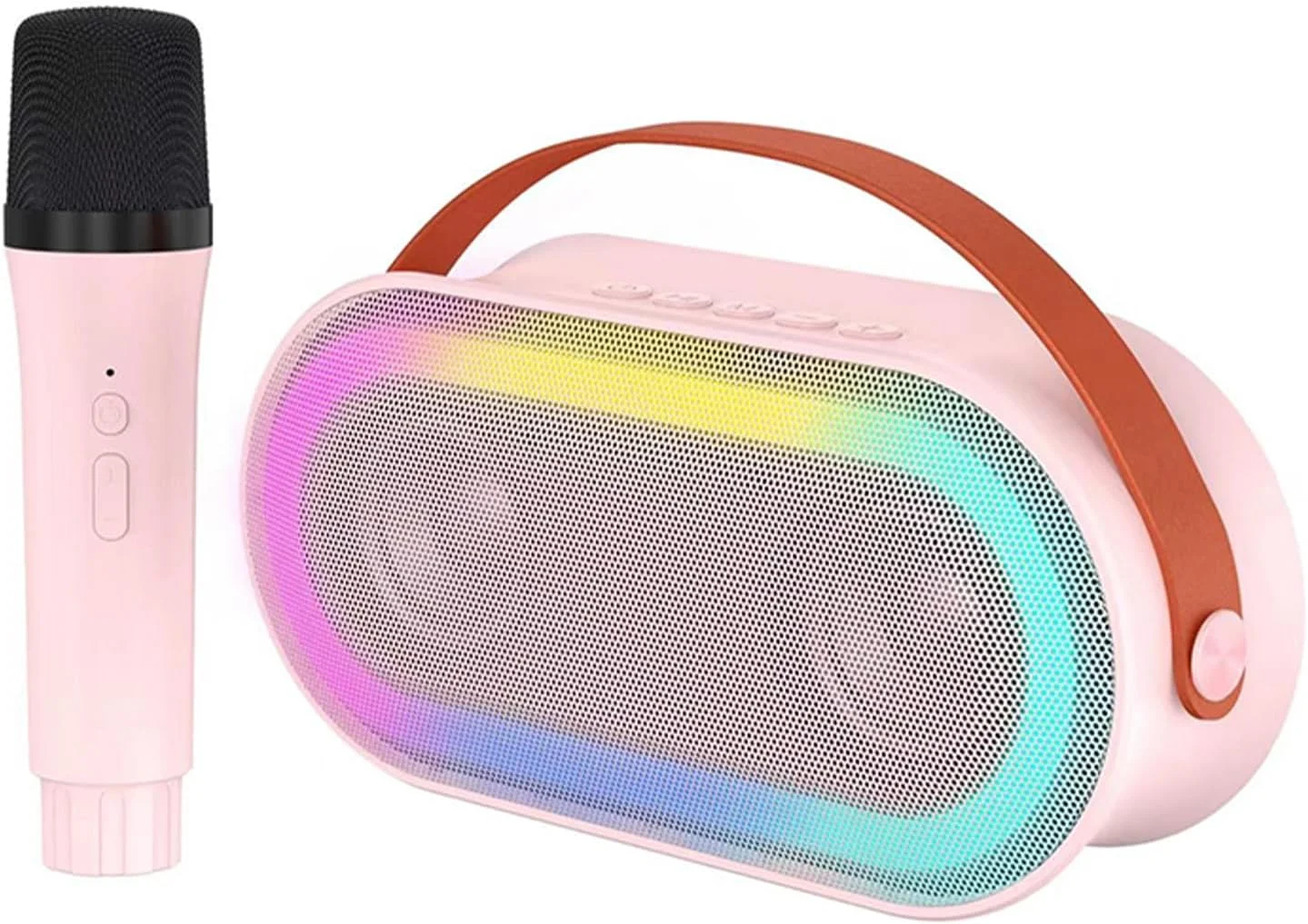 دستگاه کارائوکه مینی BT Labymos با میکروفون‌های بی‌سیم و جلوه نور رنگی خیره‌کننده برای مهمانی‌های خانگی بزرگسالان و کودکان