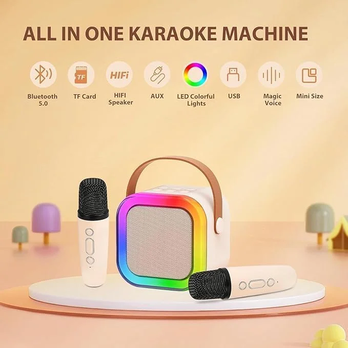 دستگاه کارائوکه کودکان - اسپیکر بلوتوث قابل حمل با میکروفون و چراغ های LED - هدیه مهمانی خانگی سرگرم کننده برای دختران و پسران دستگاه کارائوکه کودکان - اسپیکر بلوتوث قابل حمل با میکروفون و چراغ های LED - هدیه مهمانی خانگی سرگرم کننده برای دختران و پسران