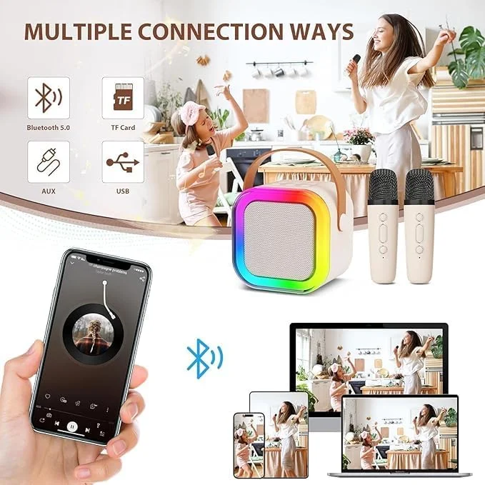 دستگاه کارائوکه کودکان - اسپیکر بلوتوث قابل حمل با میکروفون و چراغ های LED - هدیه مهمانی خانگی سرگرم کننده برای دختران و پسران دستگاه کارائوکه کودکان - اسپیکر بلوتوث قابل حمل با میکروفون و چراغ های LED - هدیه مهمانی خانگی سرگرم کننده برای دختران و پسران