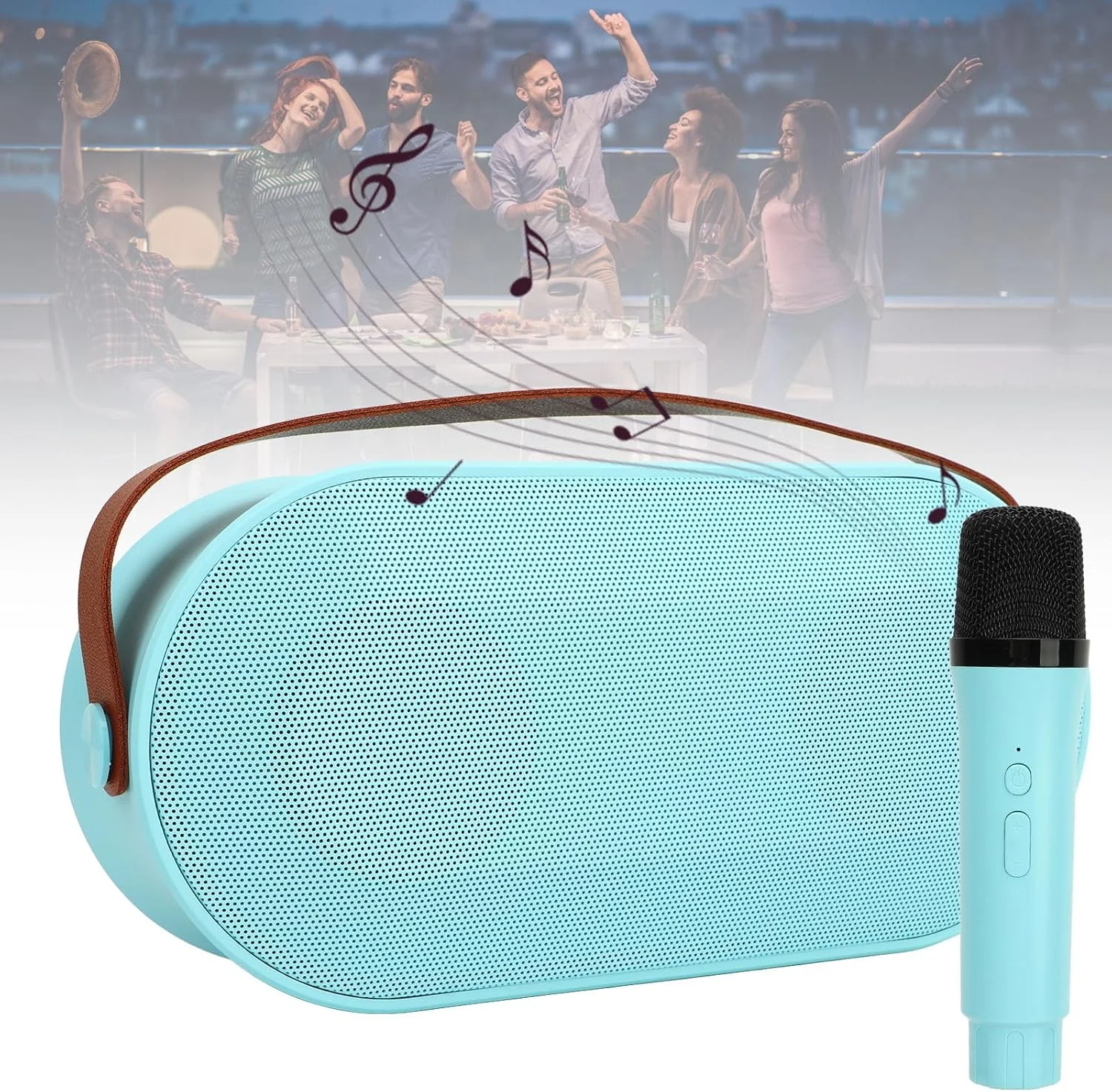 اسپیکر کیکومی با میکروفون بیسیم، دستگاه کارائوکه خانگی ABS و فلزی با نور رنگارنگ Type C اسپیکر کیکومی با میکروفون بیسیم، دستگاه کارائوکه خانگی ABS و فلزی با نور رنگارنگ Type C