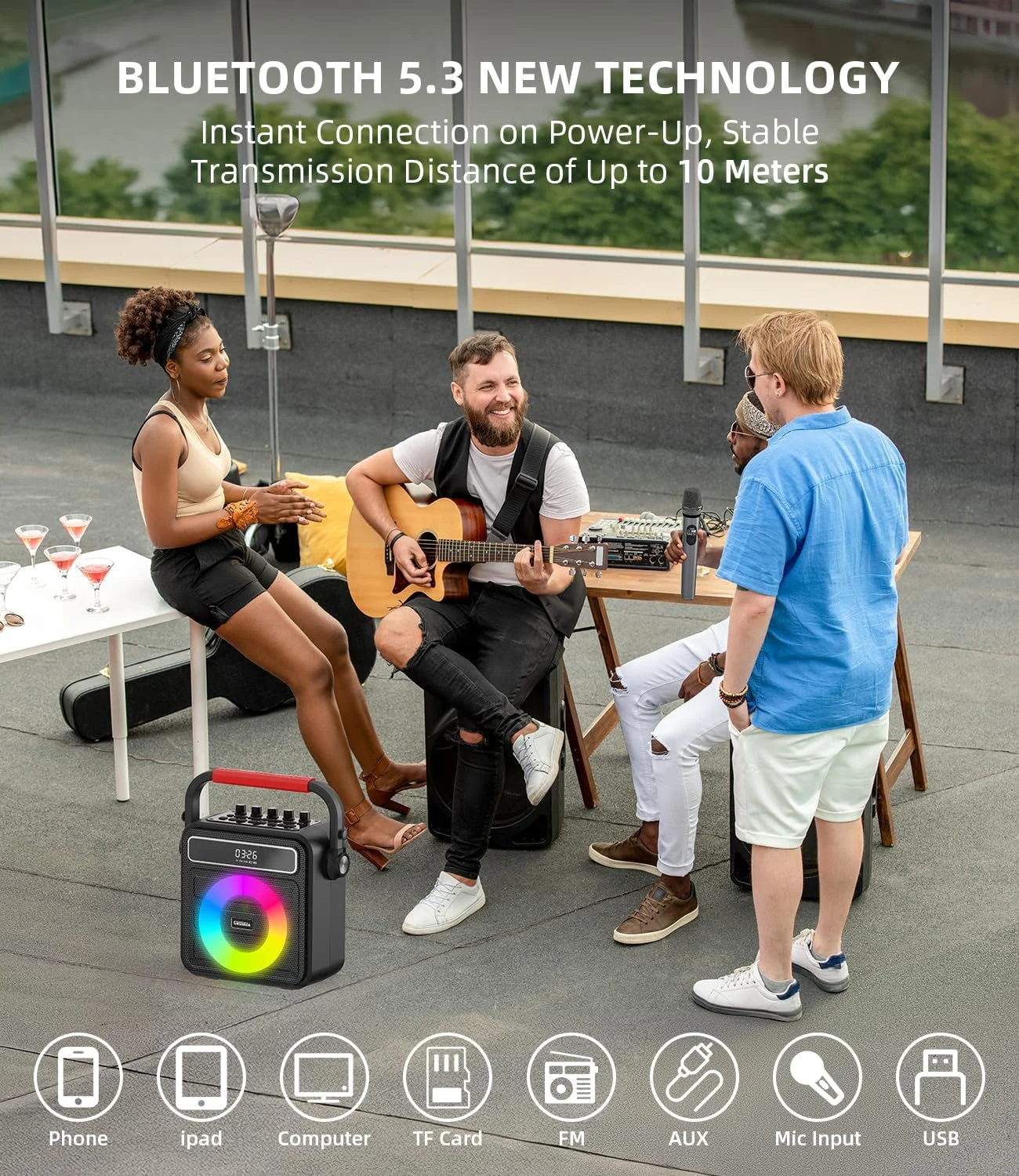 دستگاه کارائوکه با 2 میکروفون بی سیم، بلندگوی بلوتوث قابل حمل با سیستم PA برای آواز خواندن بزرگسالان و کودکان