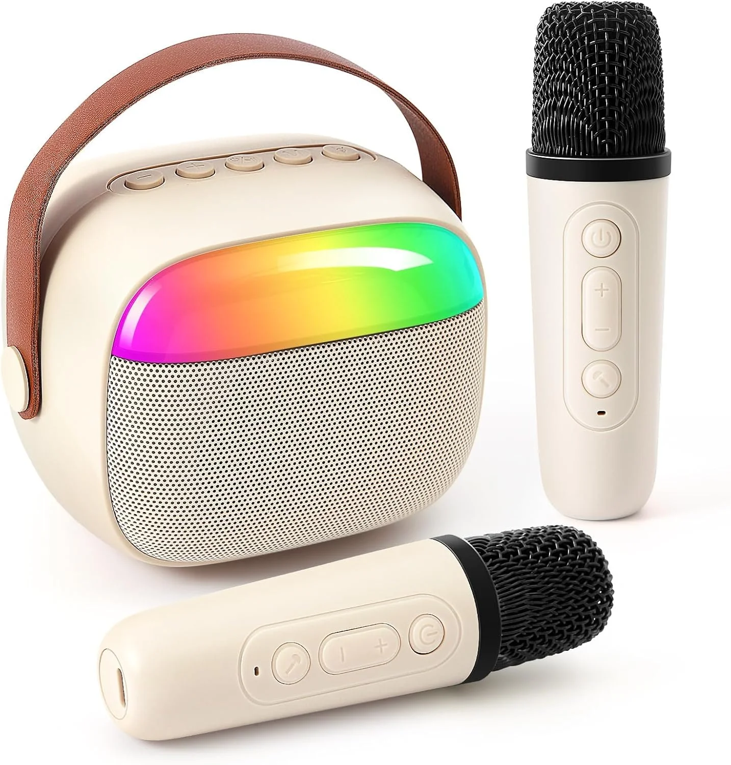 دستگاه کارائوکه کوچک با 2 میکروفون بی سیم و نور، هدیه تولد و کریسمس برای دختران و پسران 4، 5، 6، 7، 8، 9، 10، 12+ سال، مناسب مهمانی های خانوادگی