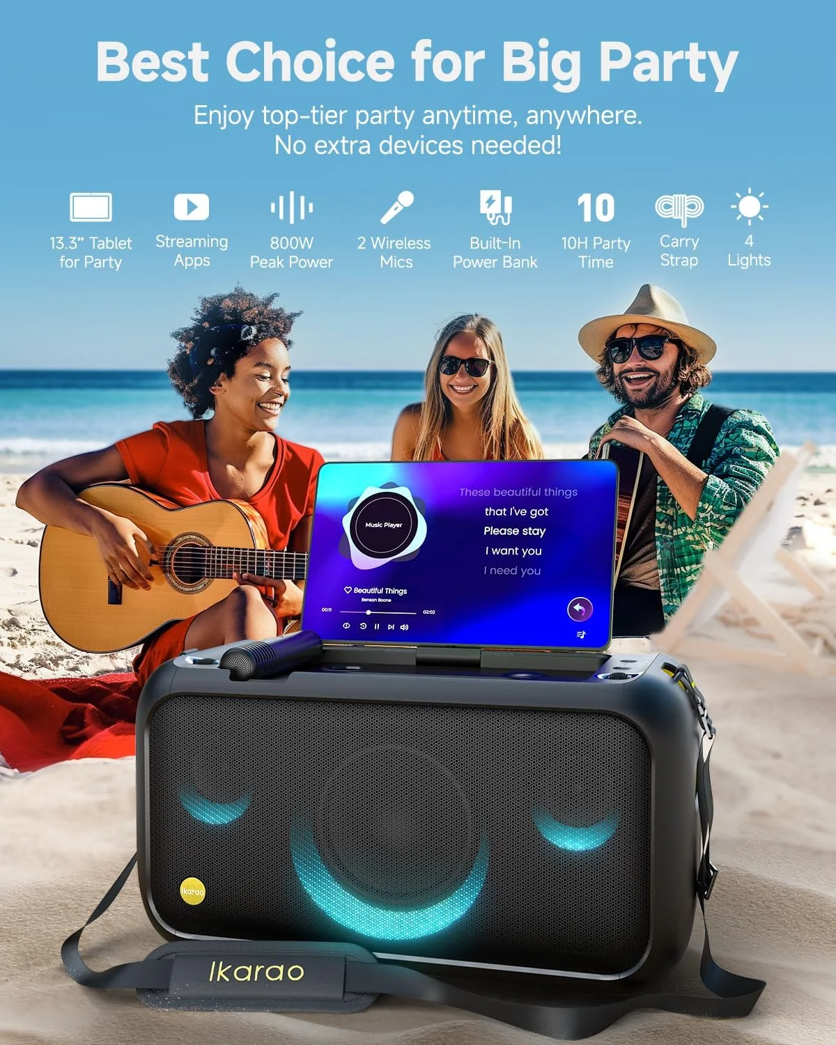 دستگاه کارائوکه برای بزرگسالان با نمایش متن ترانه، صفحه نمایش 13.3 اینچی داخلی، دستگاه کارائوکه همه کاره با 2 میکروفون بی سیم (مخفی و خود شارژ شونده)، بلندگوی بلوتوث 800 واتی برای مهمانی، تلویزیون دستگاه کارائوکه برای بزرگسالان با نمایش متن ترانه، صفحه نمایش 13.3 اینچی داخلی، دستگاه کارائوکه همه کاره با 2 میکروفون بی سیم (مخفی و خود شارژ شونده)، بلندگوی بلوتوث 800 واتی برای مهمانی، تلویزیون