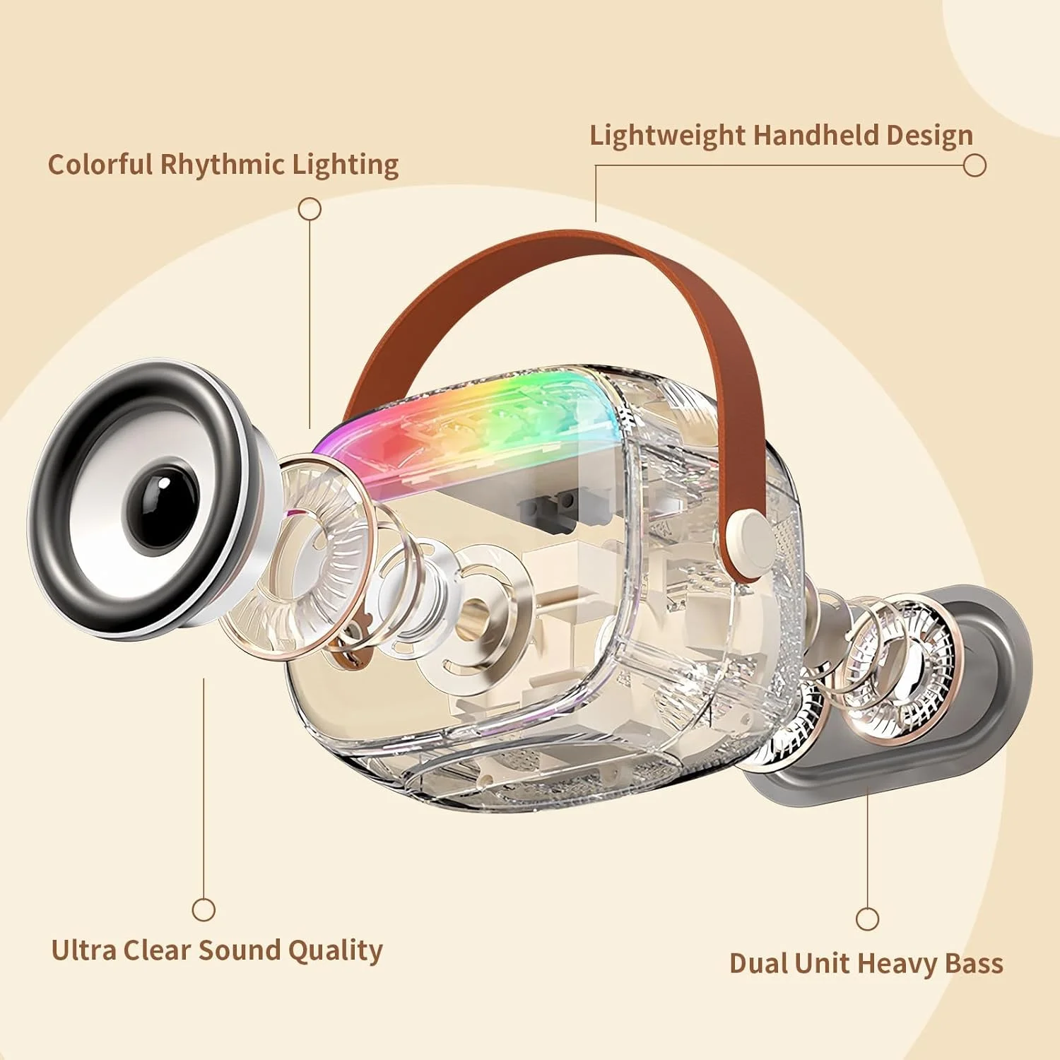 دستگاه کارائوکه کوچک با 2 میکروفون بی سیم و نور، هدیه تولد و کریسمس برای دختران و پسران 4، 5، 6، 7، 8، 9، 10، 12+ سال، مناسب مهمانی های خانوادگی