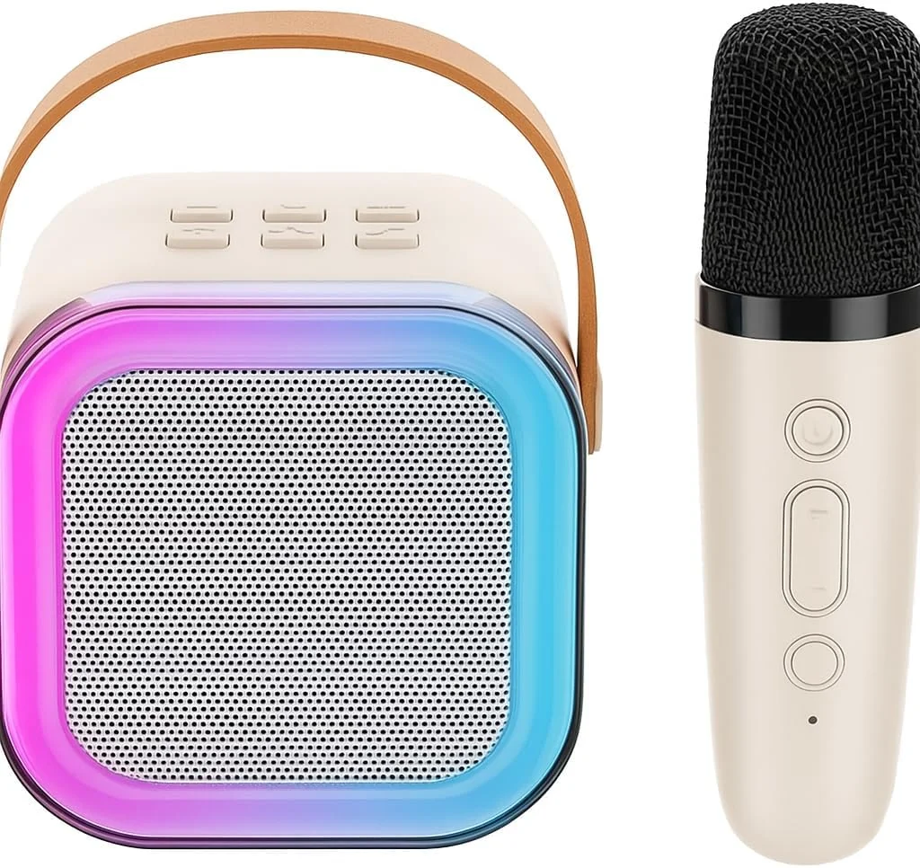 دستگاه کارائوکه Fitto، میکروفون بی‌سیم، قابل حمل، برای بزرگسالان و کودکان، BT، چراغ‌های RGB، کارت TF قابل ارتقا 64G، Type-C، Aux-in، برای مهمانی