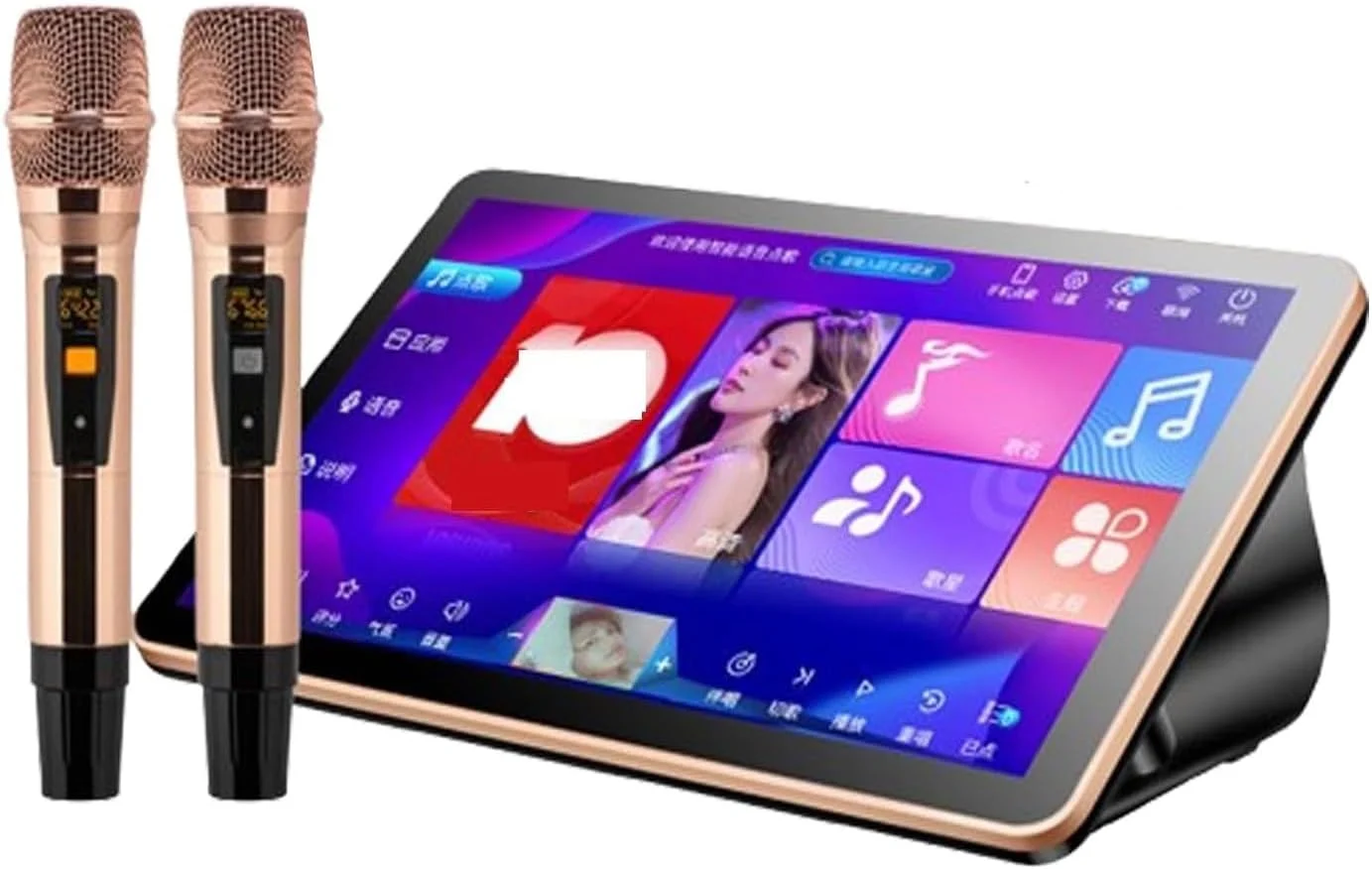 دستگاه کارائوکه با صفحه لمسی 18.5 اینچی، دستگاه پخش KTV رومیزی با میکروفون وایرلس و صدا، کنترل صوتی هوشمند AI، پشتیبانی از چندین زبان برای مهمانی خانگی، KTV، DJ، بار (مشکی، 40 هزار)