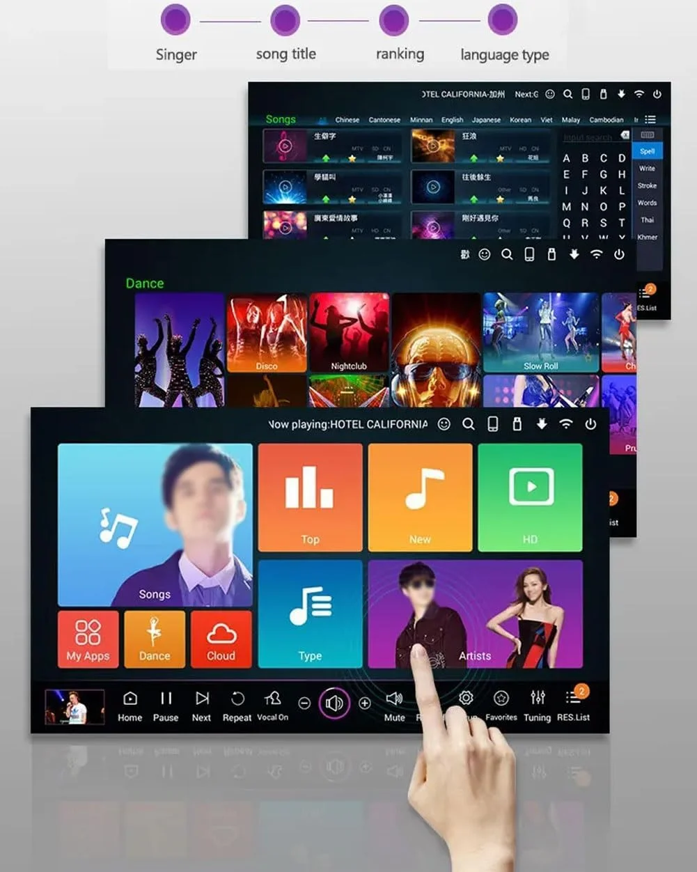 دستگاه کارائوکه با صفحه لمسی 18.5 اینچی، دستگاه پخش KTV رومیزی با میکروفون وایرلس و صدا، کنترل صوتی هوشمند AI، پشتیبانی از چندین زبان برای مهمانی خانگی، KTV، DJ، بار (مشکی، 40 هزار)