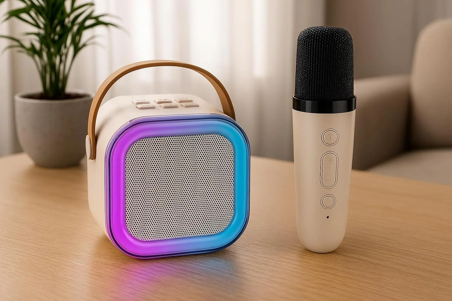 دستگاه کارائوکه Fitto، میکروفون بی‌سیم، قابل حمل، برای بزرگسالان و کودکان، BT، چراغ‌های RGB، کارت TF قابل ارتقا 64G، Type-C، Aux-in، برای مهمانی