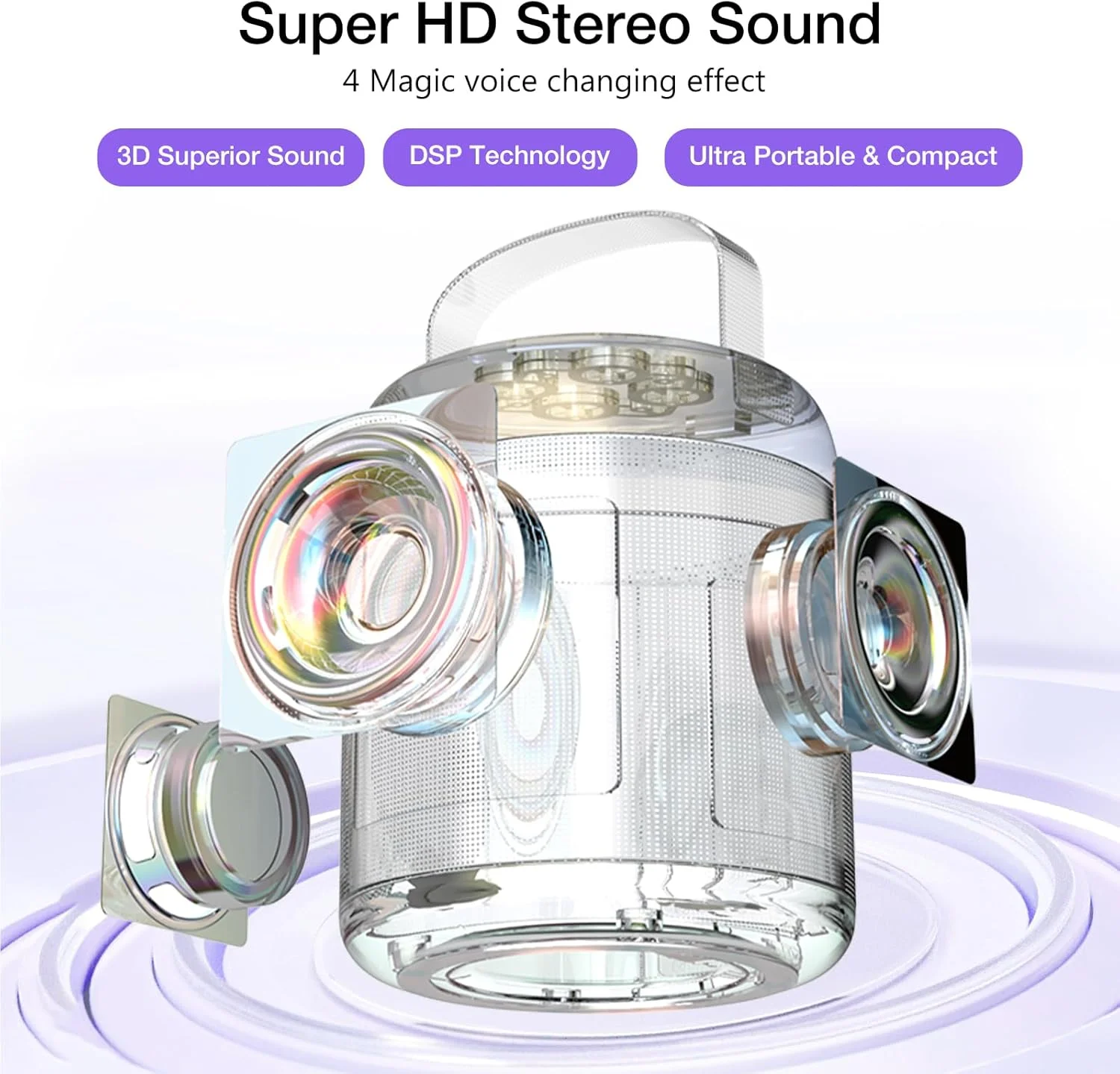 دستگاه کارائوکه Tipao برای کودکان با 2 میکروفون، دستگاه کارائوکه قابل حمل برای دختران با چراغ های مهمانی LED، اسباب بازی های دخترانه هدیه تولد برای کودکان 14-18 سال (بنفش 2 میکروفون)