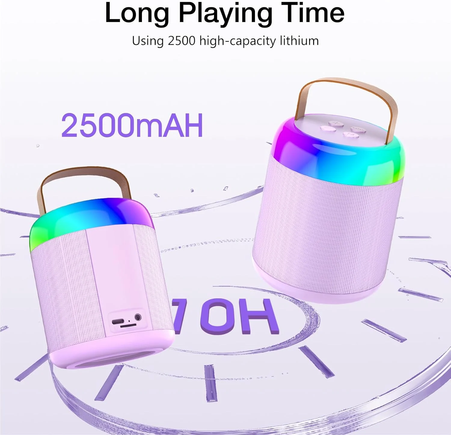 دستگاه کارائوکه Tipao برای کودکان با 2 میکروفون، دستگاه کارائوکه قابل حمل برای دختران با چراغ های مهمانی LED، اسباب بازی های دخترانه هدیه تولد برای کودکان 14-18 سال (بنفش 2 میکروفون)