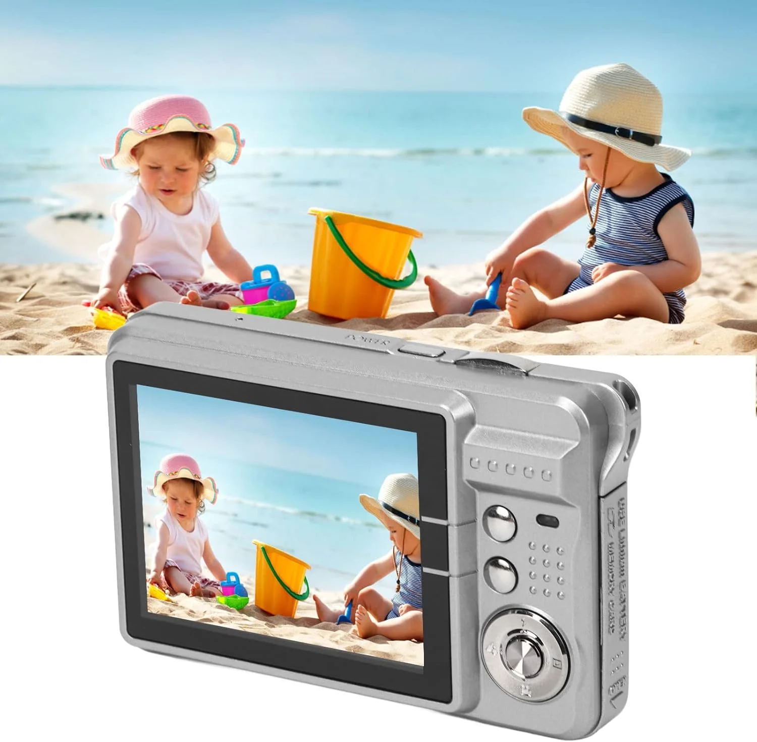 دوربین جیبی شارژی با پشتیبانی کارت حافظه 128 گیگابایتی، دوربین دیجیتال 4K 48 مگاپیکسلی با زوم 8 برابر و صفحه نمایش 2.7 اینچی LCD، دوربین انتقال USB برای مبتدیان (نقره ای)