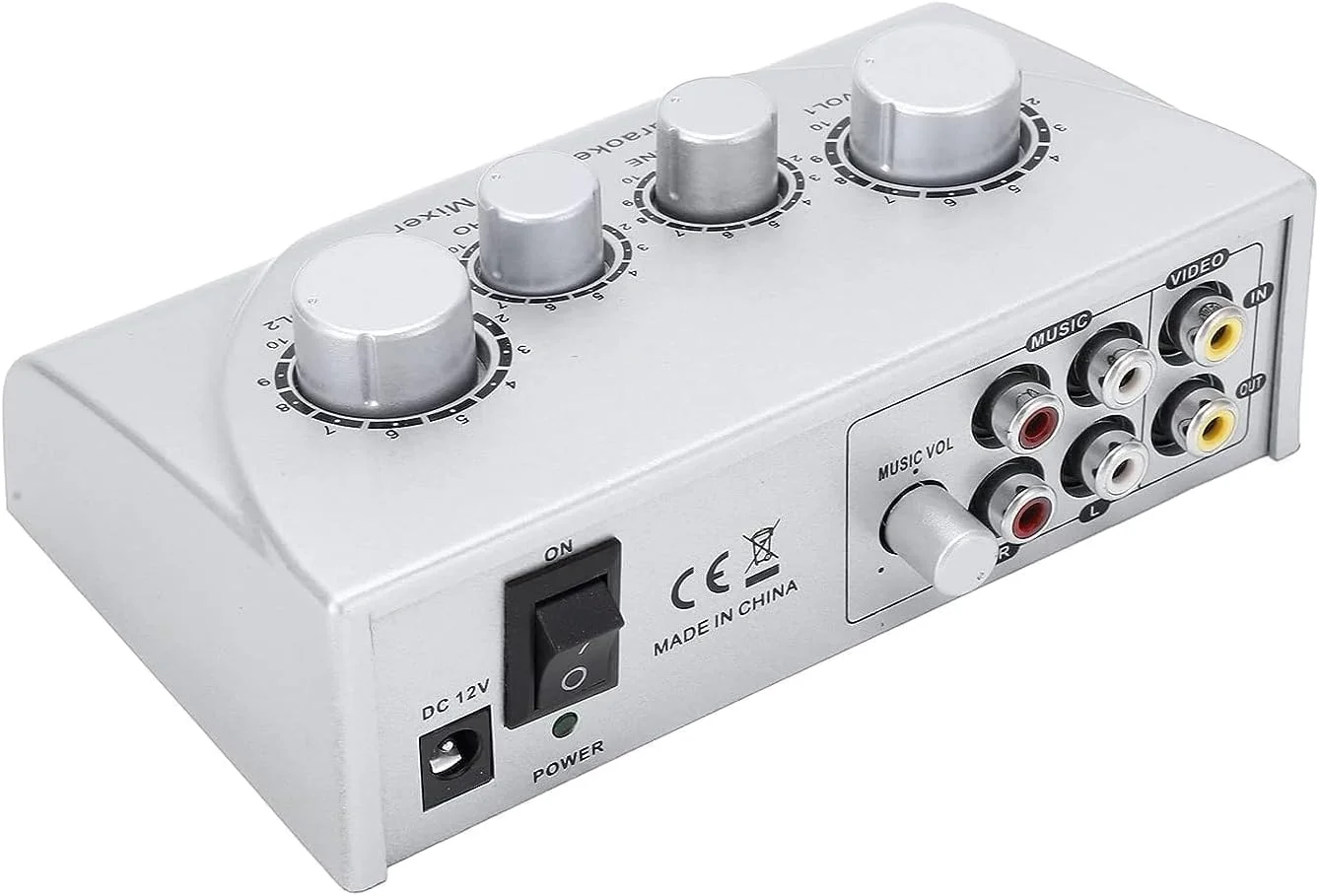 میکسر صدای کارائوکه KH با ورودی میکروفون دوتایی به همراه کابل، میکسر صدای اکو کارائوکه، سیستم صوتی حرفه ای کارائوکه قابل حمل برای تلویزیون، کامپیوتر، تلفن هوشمند و آمپلی فایر