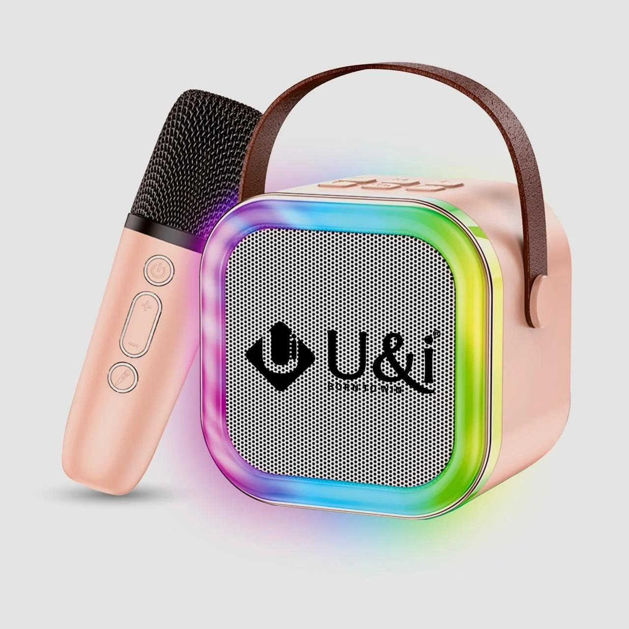 سیستم کارائوکه قابل حمل با میکروفون بی‌سیم، بلندگوی کارائوکه بی‌سیم، سری 6H، چراغ‌های ال‌ای‌دی RGB، کاهش نویز، سیستم صوتی 6 واتی