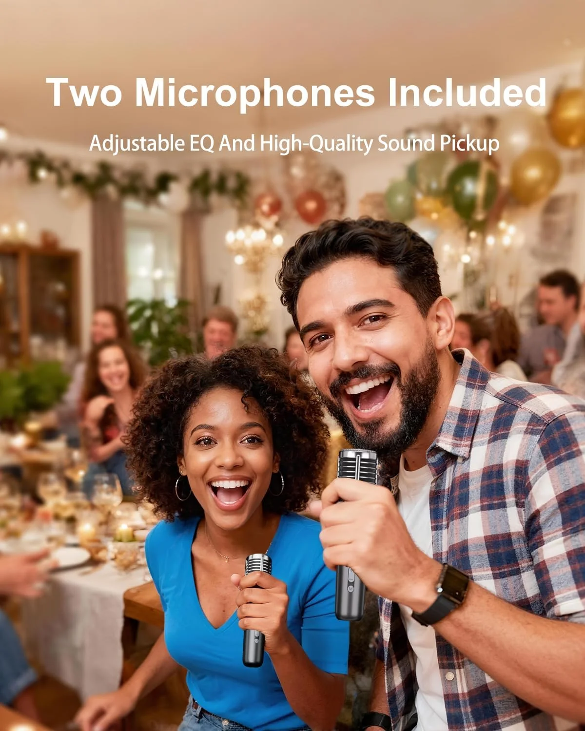 دستگاه کارائوکه برای بزرگسالان، با نمایش متن ترانه و صفحه نمایش، سیستم کارائوکه برای یوتیوب، 2 میکروفون بی سیم، توان خروجی 1000 وات، برنامه کارائوکه رایگان، اسپیکر کارائوکه قابل حمل برای مهمانی های خانگی و فضای باز