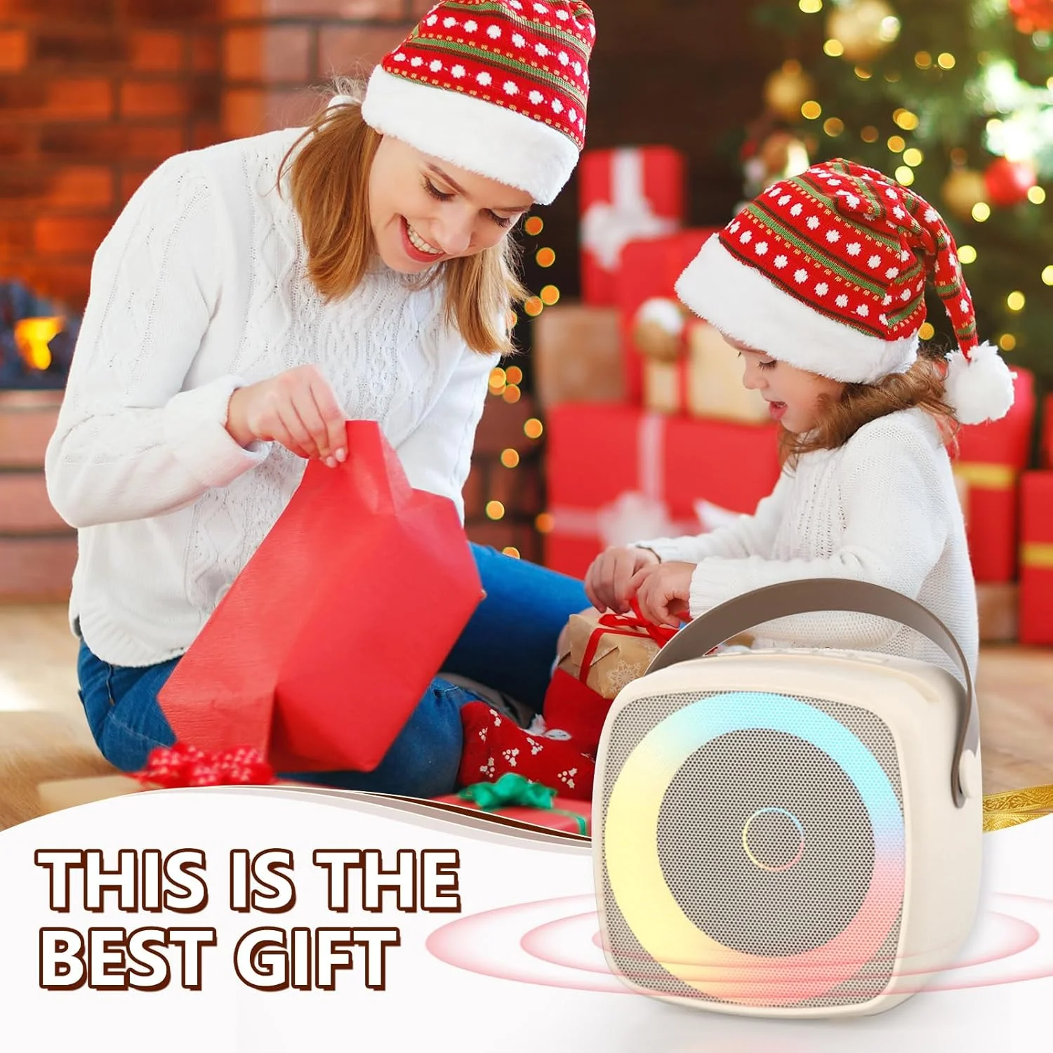 دستگاه کارائوکه کودکانه با 2 میکروفون، هدیه دخترانه 3-12 سال، میکروفون بلوتوثی برای پسران و دختران، دستگاه کارائوکه قابل حمل با طراحی نگهدارنده تلفن، سیستم PA برای مهمانی خانگی (مشکی)