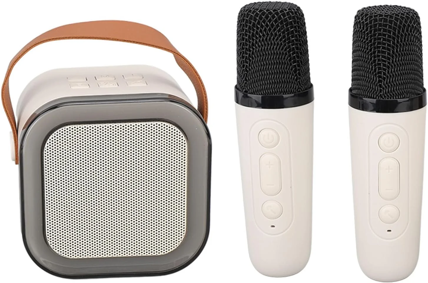 اسپیکر کارائوکه قابل حمل با کیفیت صدای عالی به همراه 2 میکروفون برای منزل، رنگ زردآلویی