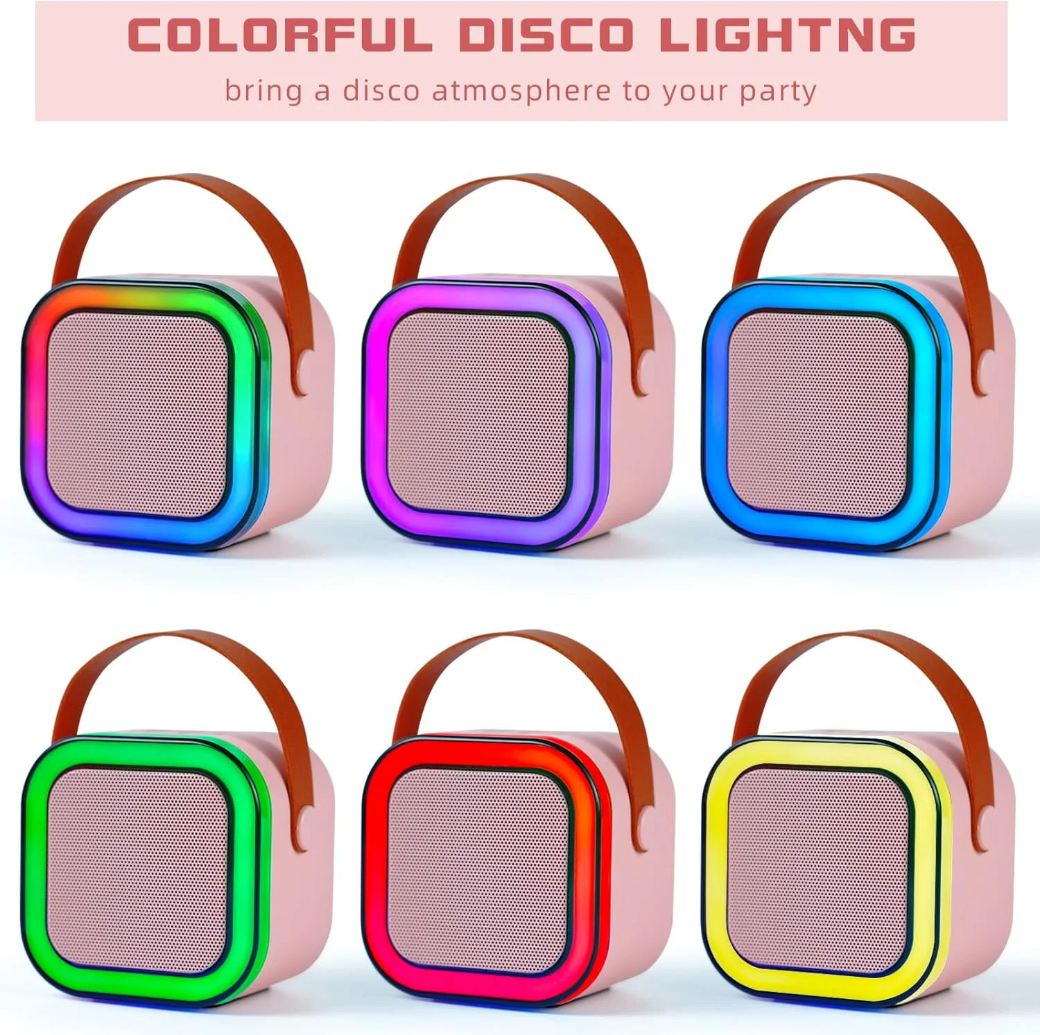 دستگاه کارائوکه - دستگاه کارائوکه قابل حمل با 2 میکروفون بلوتوث بی سیم، بهترین هدیه تولد برای جلسات، مهمانی ها با دسته حمل/اکو/حذف صدا، پشتیبانی از TF/USB/AUX - رنگ های مختلف