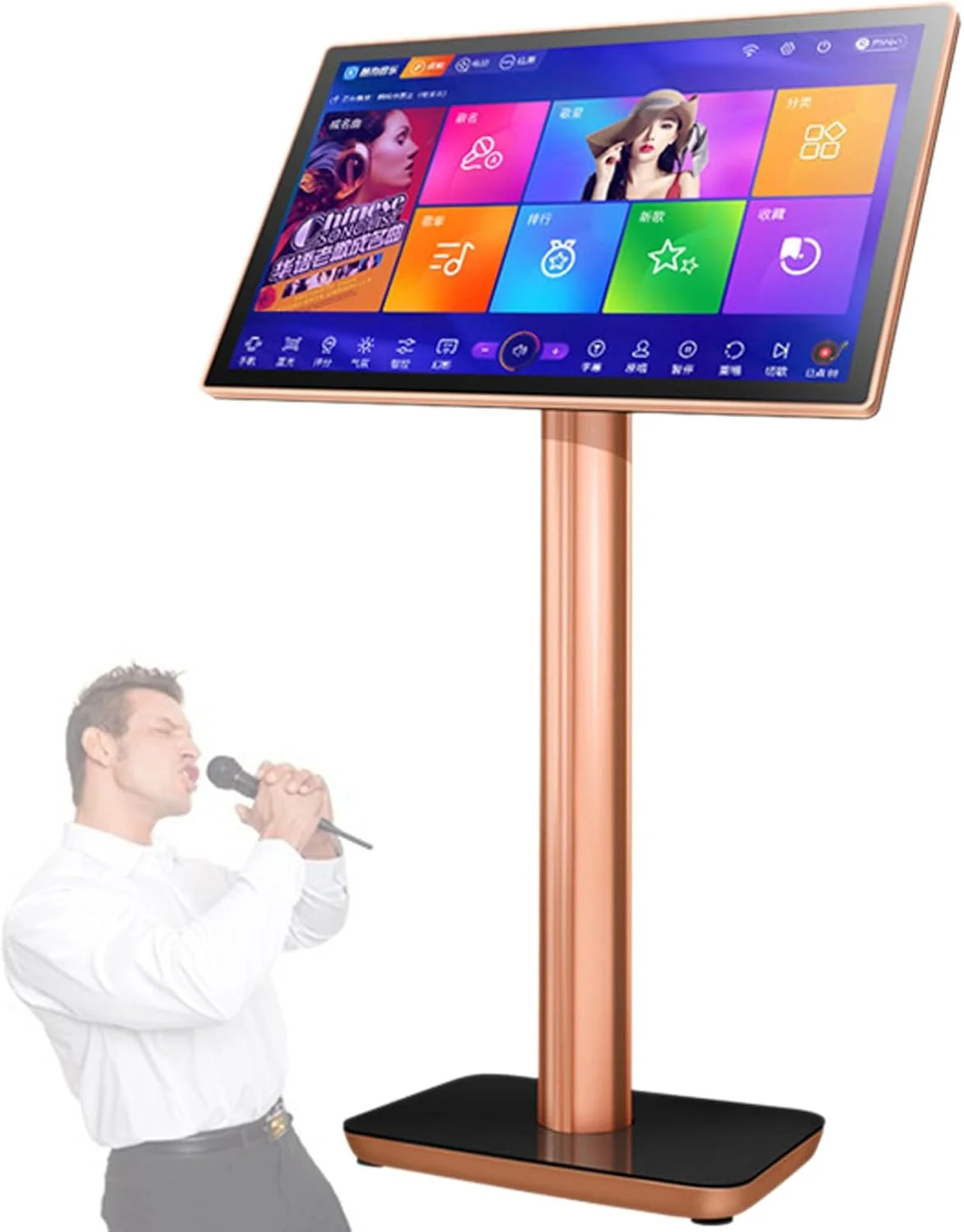 دستگاه کارائوکه با صفحه لمسی و کنترل از طریق اپلیکیشن موبایل، سیستم کارائوکه همه کاره KTV برای آواز خواندن در مهمانی های خانگی، 22 اینچ - 1 ترابایت