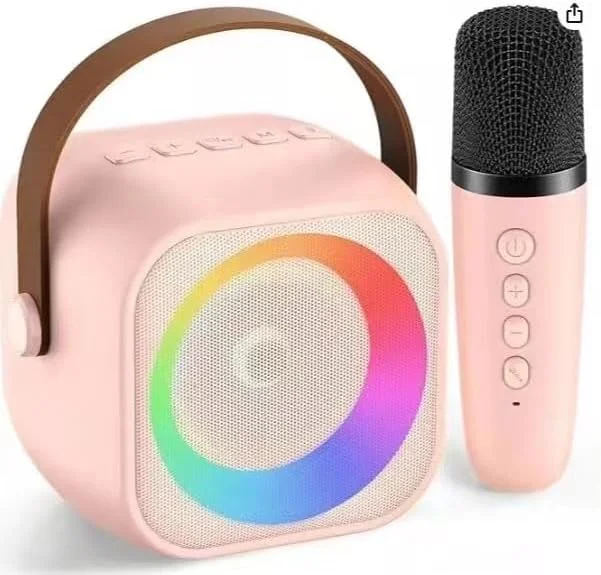دستگاه کارائوکه کوچک با 2 میکروفون کارائوکه بی سیم برای کودکان و بزرگسالان، بلندگوی بلوتوث اسباب بازی کودکان 2 4 5 6 7 8 9 10 12 + سال هدیه تولد کریسمس دخترانه - رنگ های متنوع