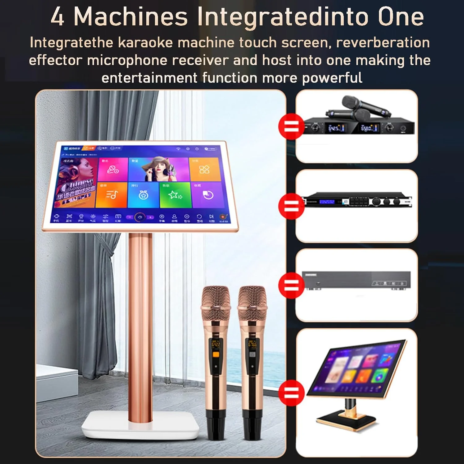 دستگاه کارائوکه با صفحه لمسی و کنترل از طریق اپلیکیشن موبایل، سیستم کارائوکه همه کاره KTV برای آواز خواندن در مهمانی های خانگی، 22 اینچ - 1 ترابایت دستگاه کارائوکه با صفحه لمسی و کنترل از طریق اپلیکیشن موبایل، سیستم کارائوکه همه کاره KTV برای آواز خواندن در مهمانی های خانگی، 22 اینچ - 1 ترابایت