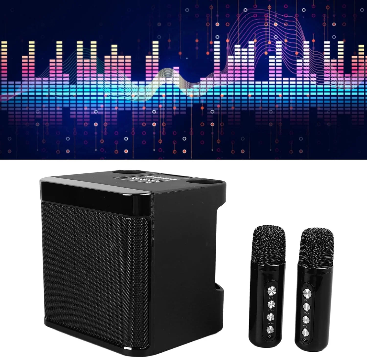 دستگاه کارائوکه با دو میکروفون، اسپیکر کارائوکه مینی قابل حمل برای مهمانی خانگی و کمپینگ دستگاه کارائوکه با دو میکروفون، اسپیکر کارائوکه مینی قابل حمل برای مهمانی خانگی و کمپینگ
