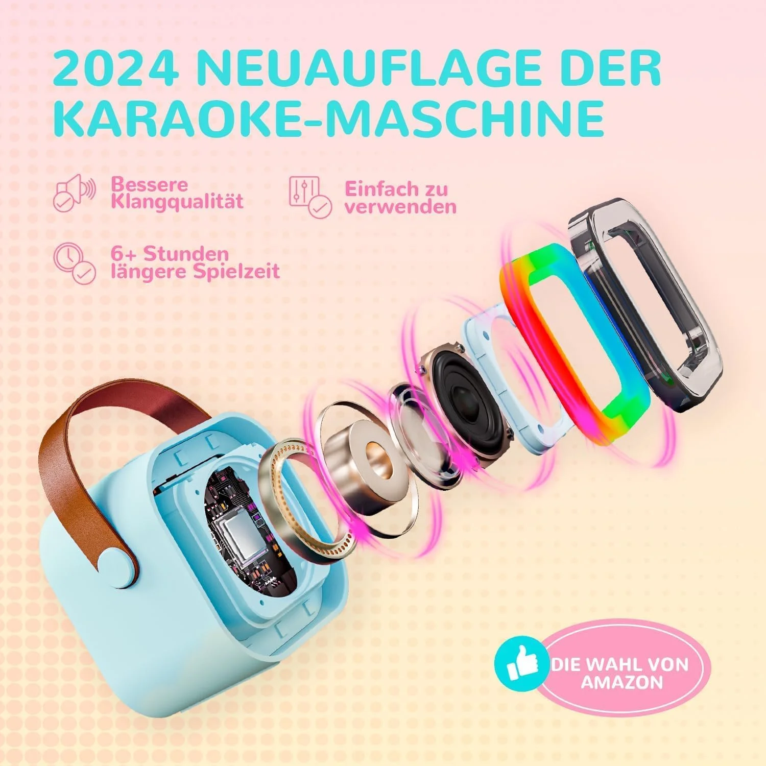 دستگاه کارائوکه مدل K12 آبی همراه با 2 میکروفون