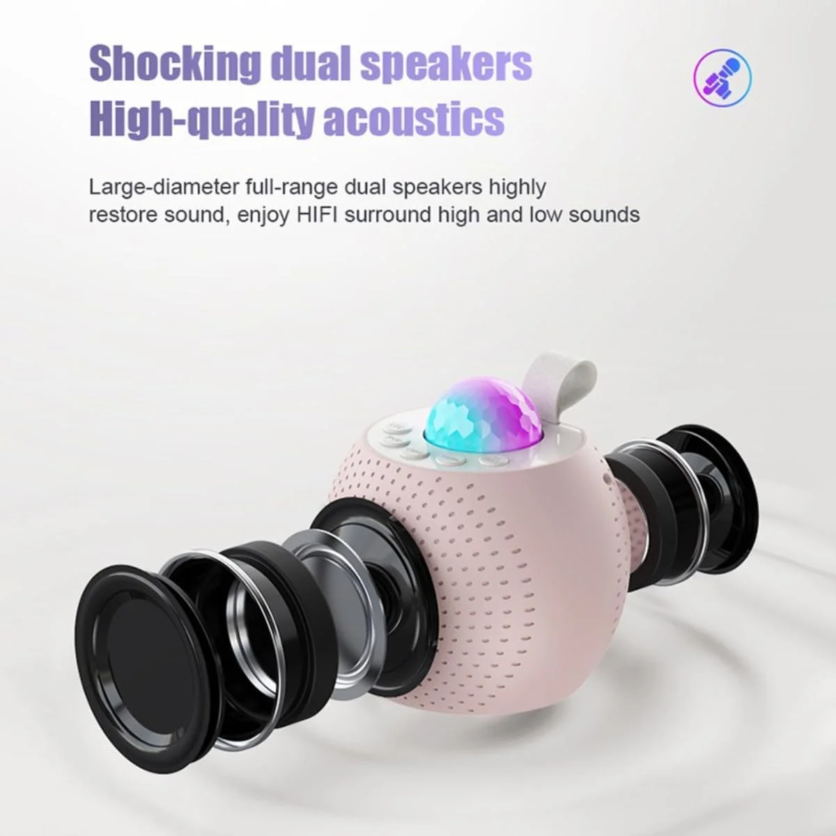 دستگاه کارائوکه کودکانه با بلندگوی بلوتوث و 2 میکروفون بی سیم، آهنگ ها - هدیه تولد ایده آل برای پسران و دختران 3-8+ سال - اسباب بازی موسیقی قابل حمل برای کودکان نوپا، کودکان، نوجوانان و بزرگسالان بلندگوی بلوتوث