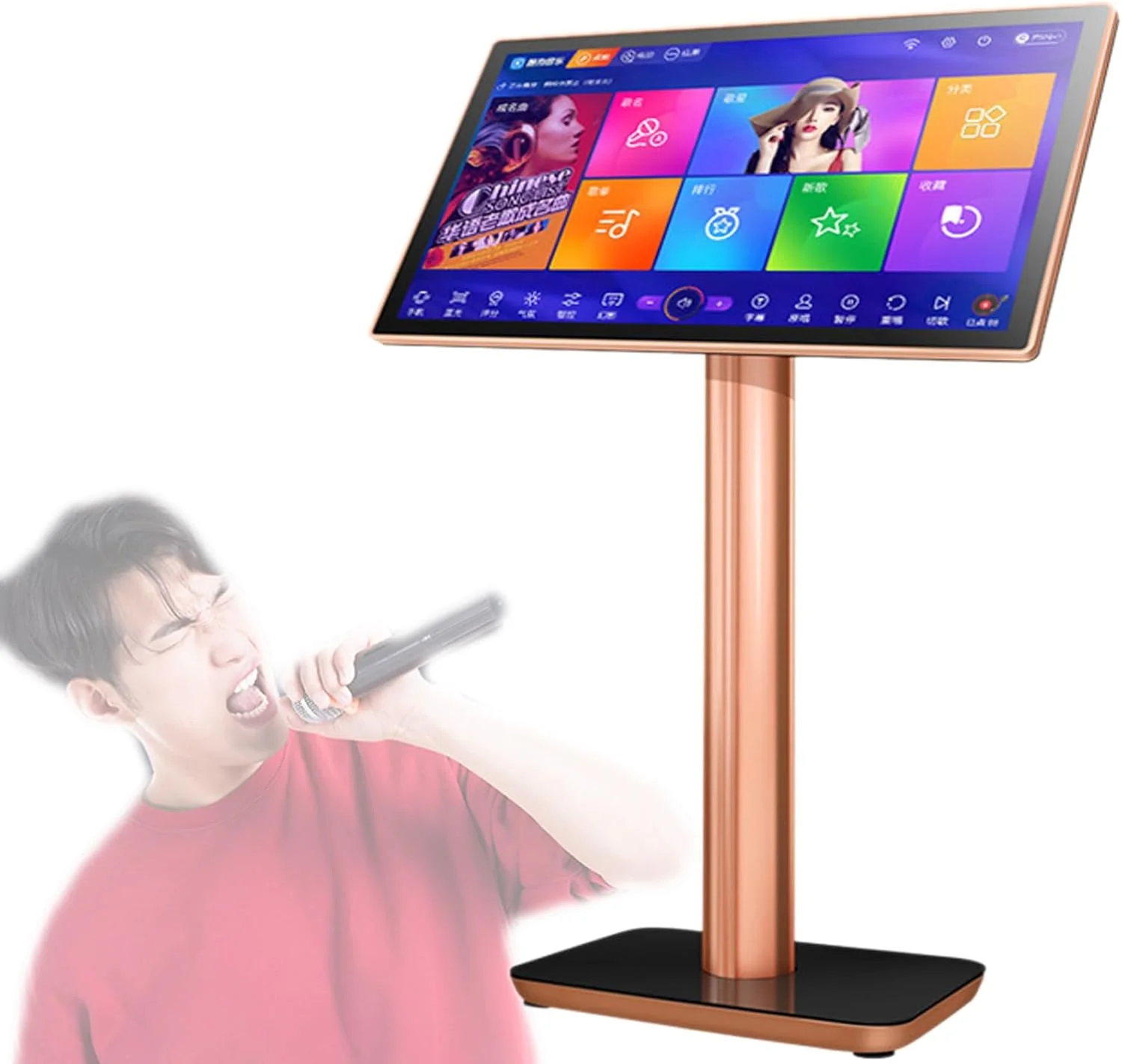 سیستم کارائوکه، دانلود ابری آهنگ از راه دور با تلفن همراه دارای صفحه لمسی، دستگاه کارائوکه همه کاره، پخش کننده کارائوکه KTV برای مهمانی خانوادگی، بار، منزل، 19.5 اینچ - 2 ترابایت